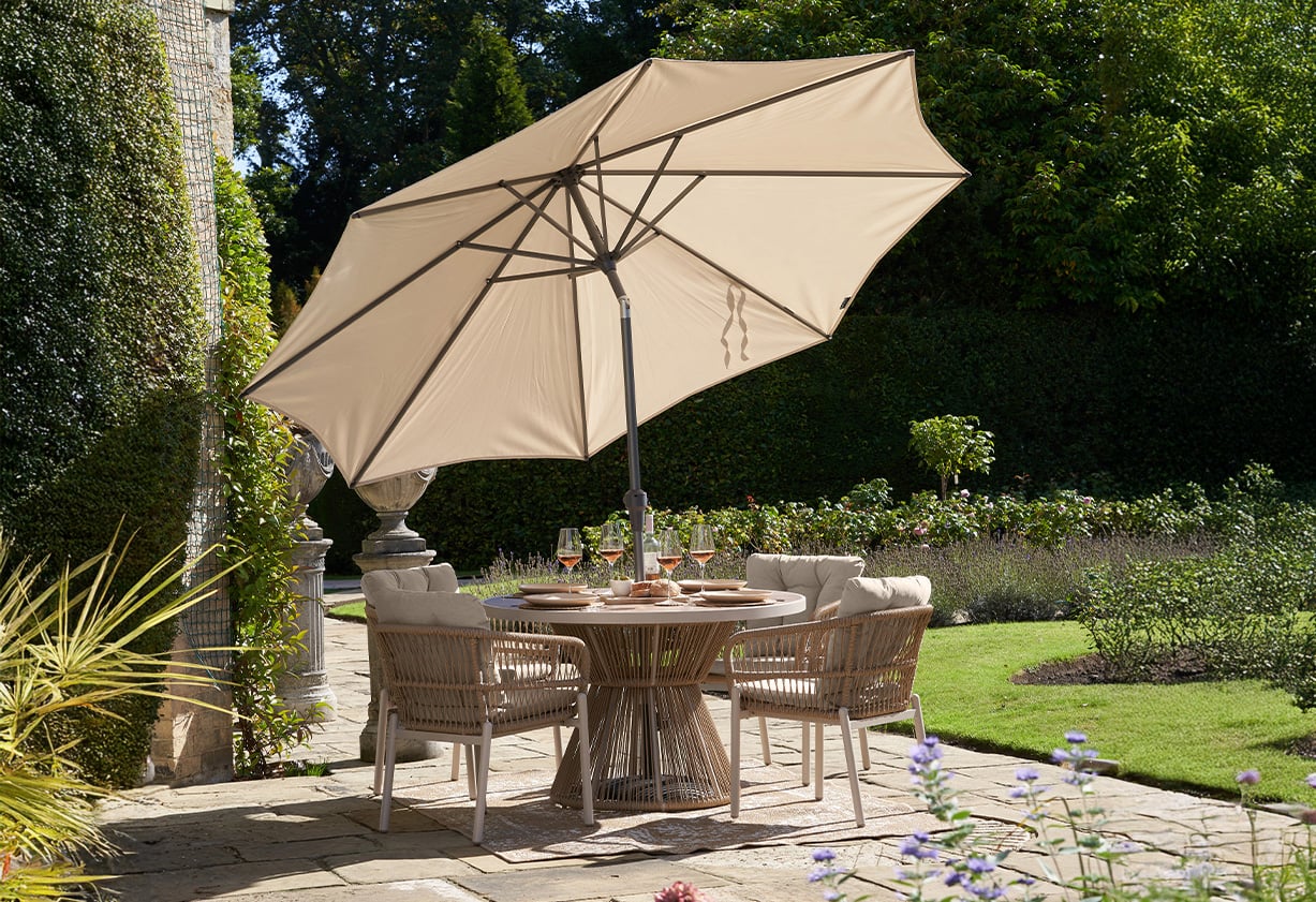 can you use a round patio umbrella with square table Veranda 66-Inch Set Cover Hole use protective cover Sunjoy Poolside Wicker Hole 16