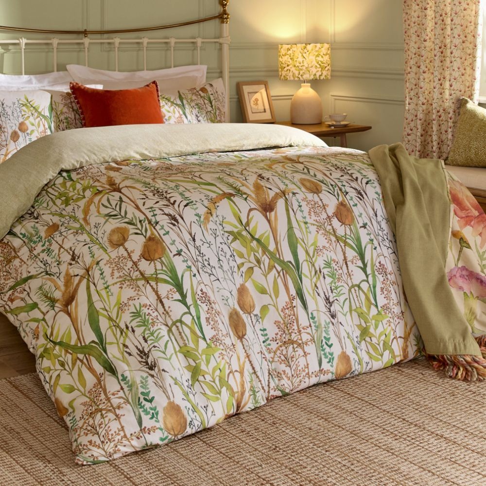 A duvet cover set featuring a wild flower print