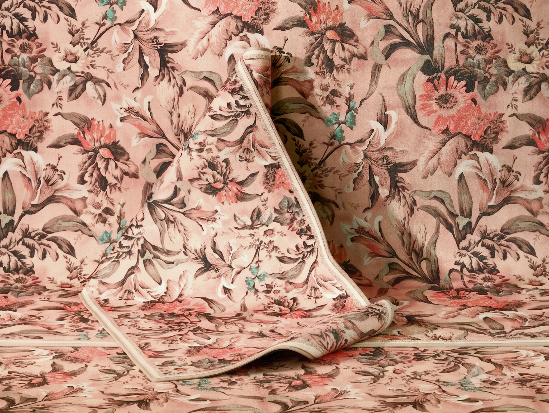 Lys Pink Rug Eco‑Washable Rug styled as a campaign shot.