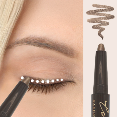 Apply ‘Glimmering Taupe’ along the eyelid close to the lash line
