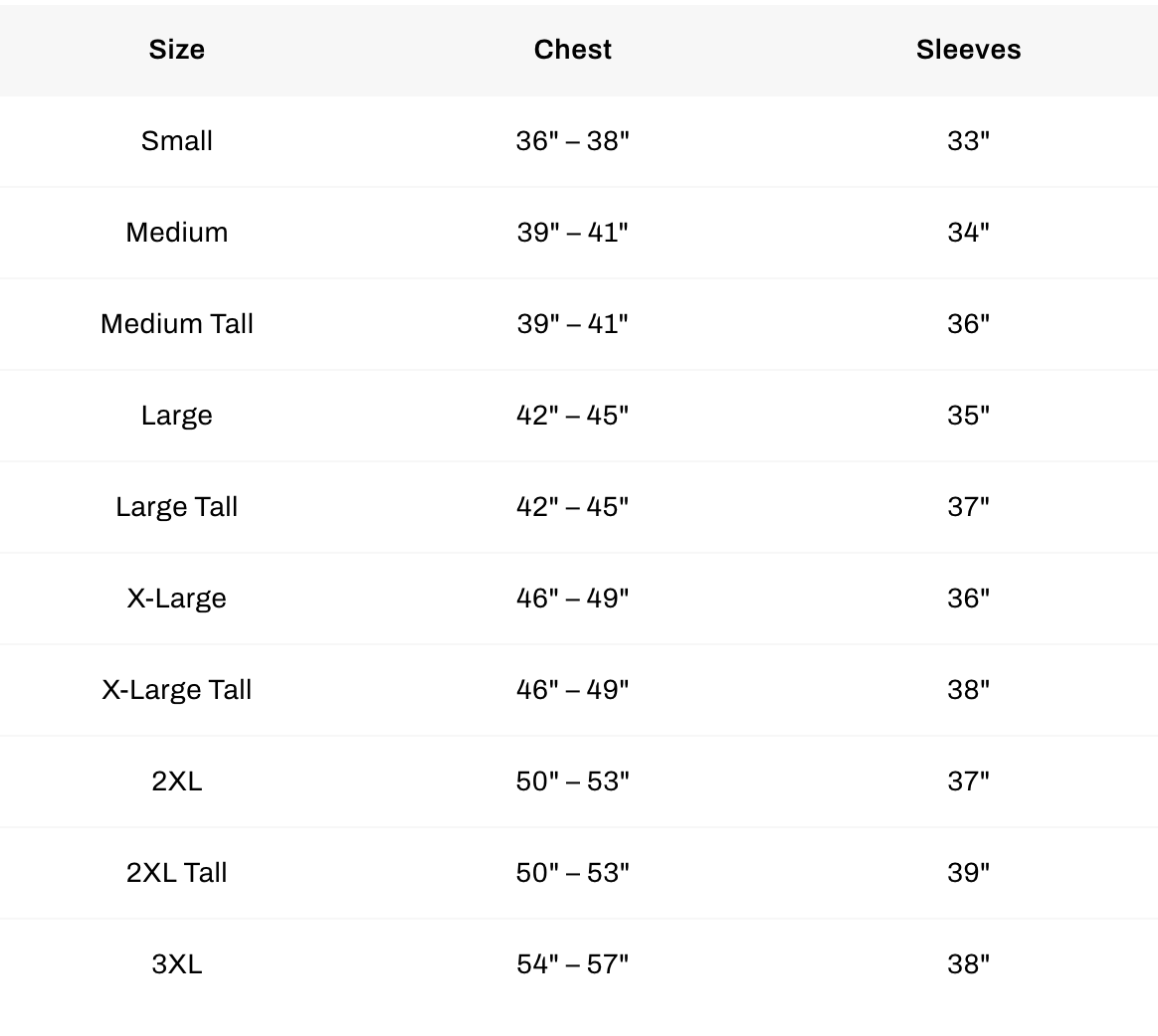 Size chart