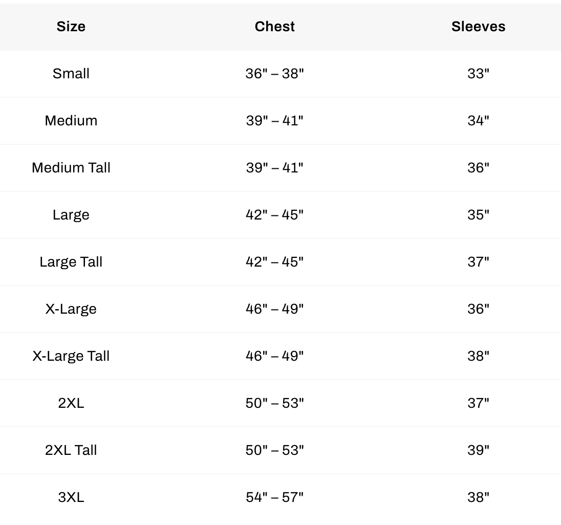 Size chart