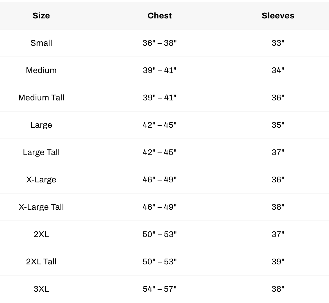 Size chart