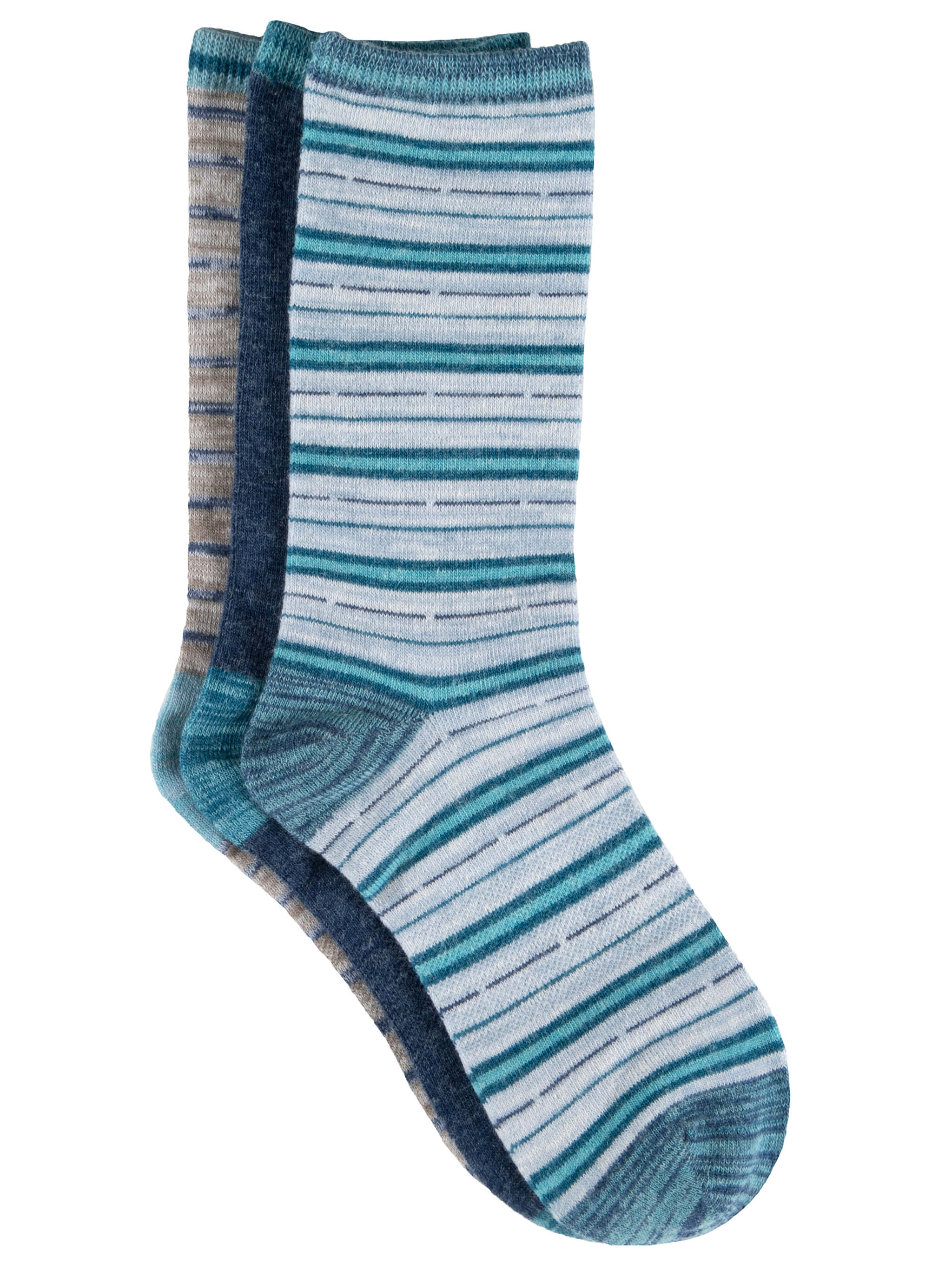 Women's Wool-Blend Flat Knit Stripe Crew Socks