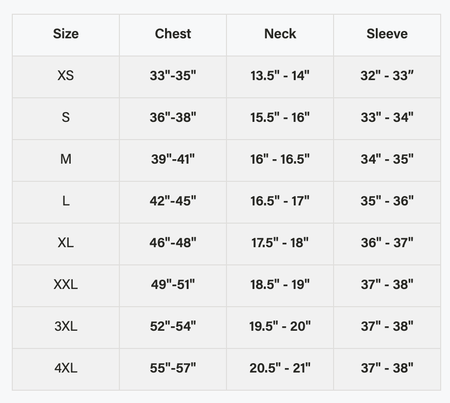 Size chart
