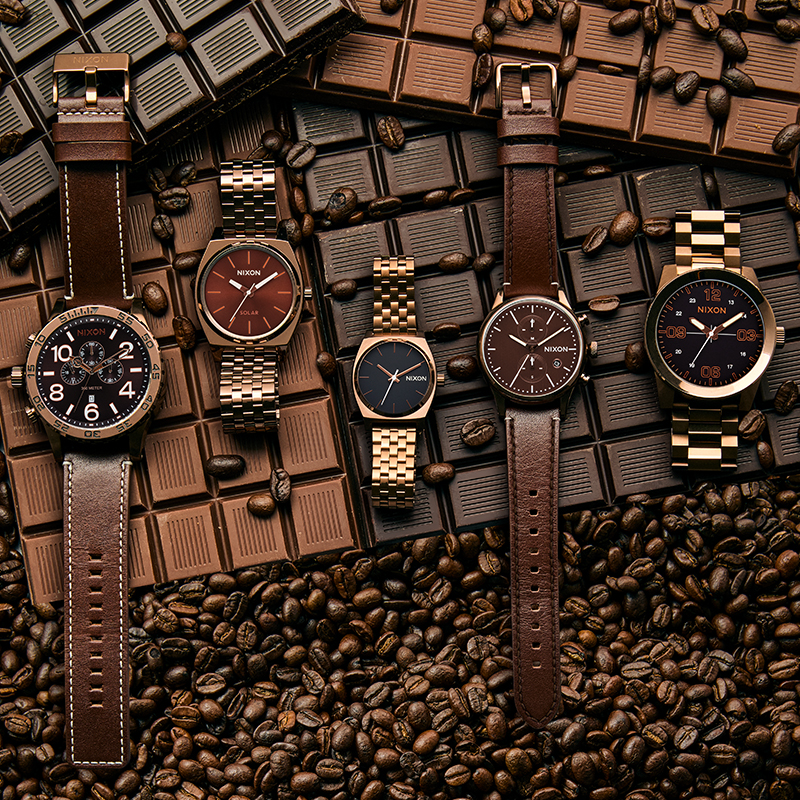 Station Chrono Leather Watch Chocolate Cappuccino Brown Chronograph Watch Nixon US