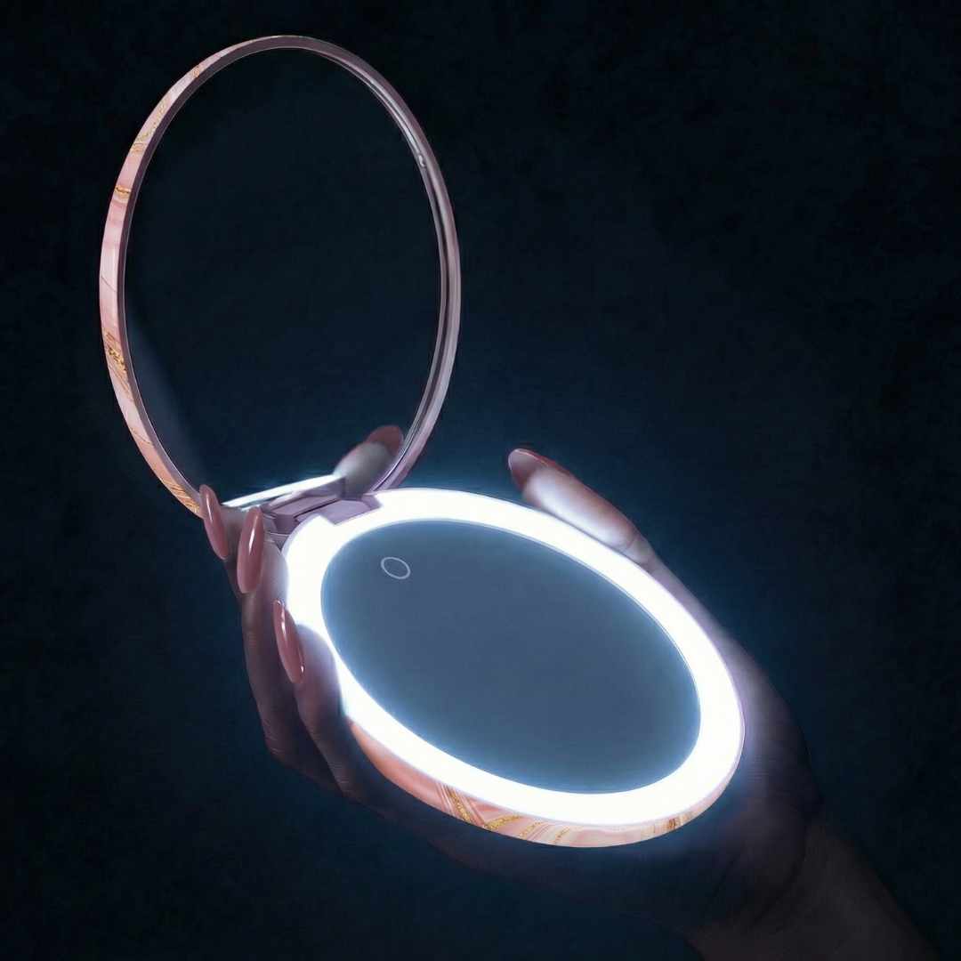 Taylor Lighted Compact Mirror by Fancii 1x + 10 magnification