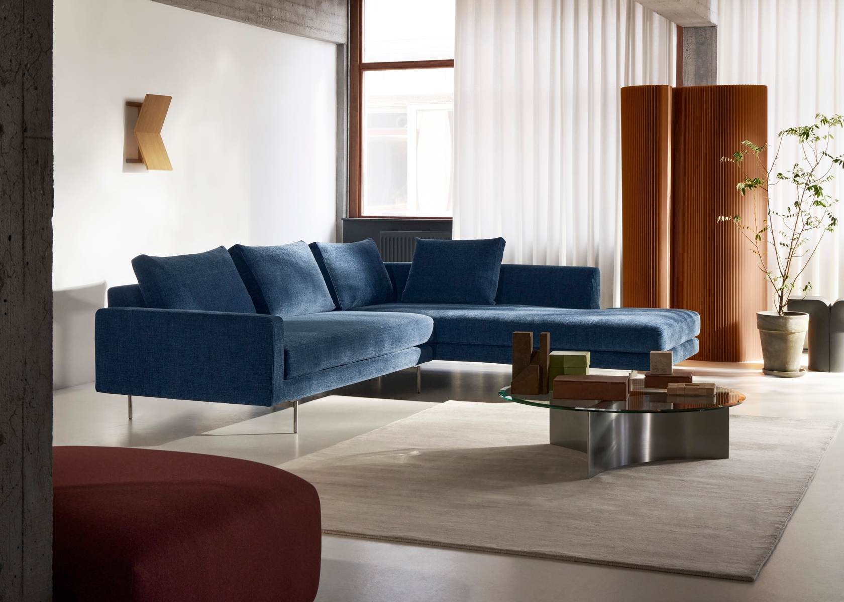 Edge V2 L Shape Sofa with Chrome Legs