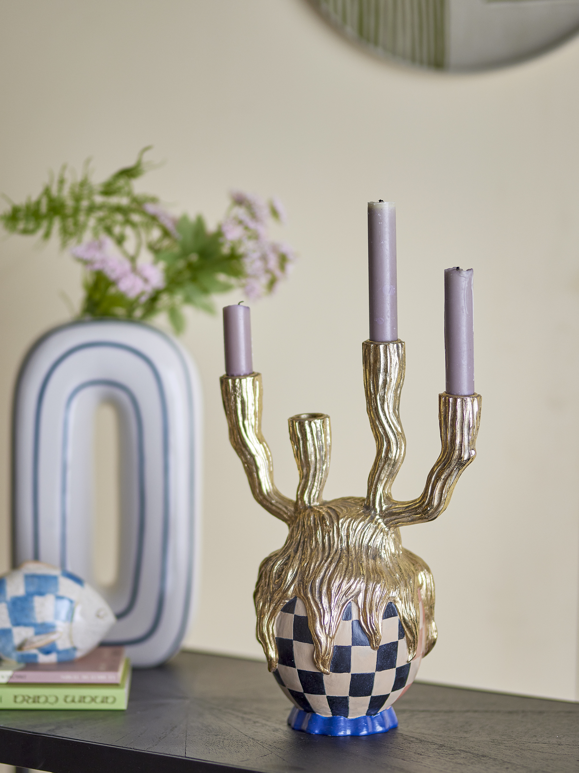 Medusa Polyresin Candle Holder - Gold