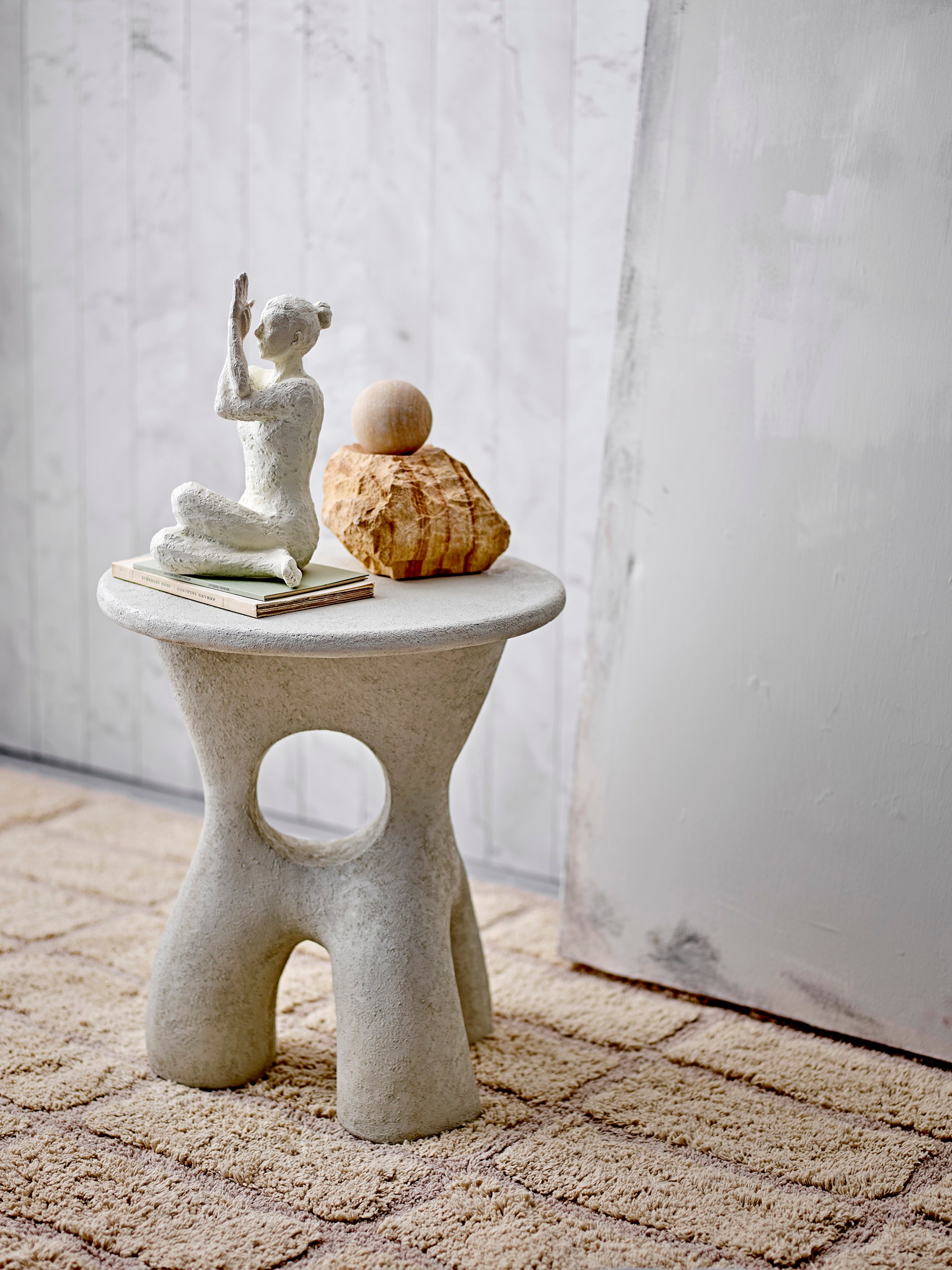 Amiee Polyresin Side Table - White - Floor Stock