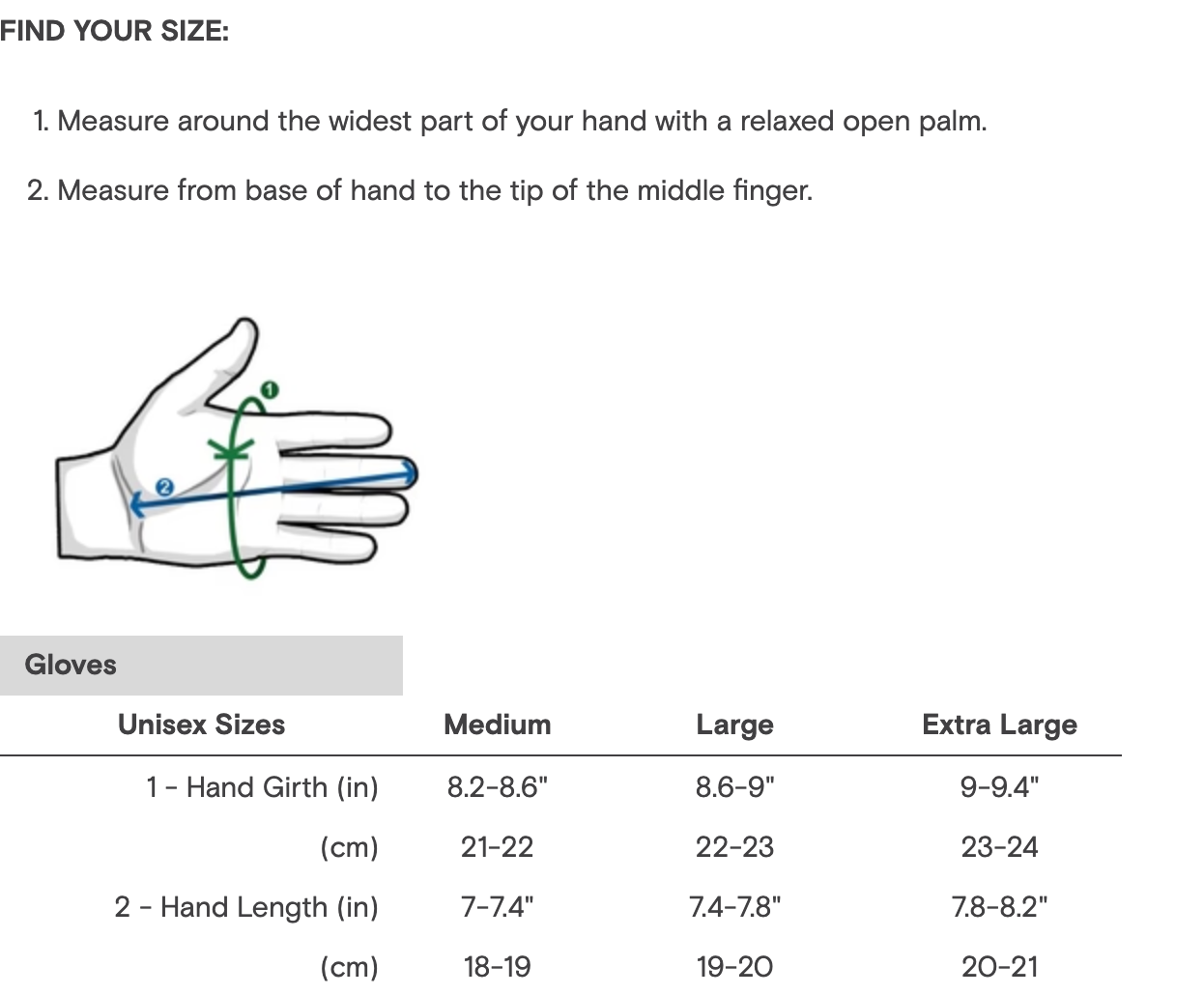 Size chart