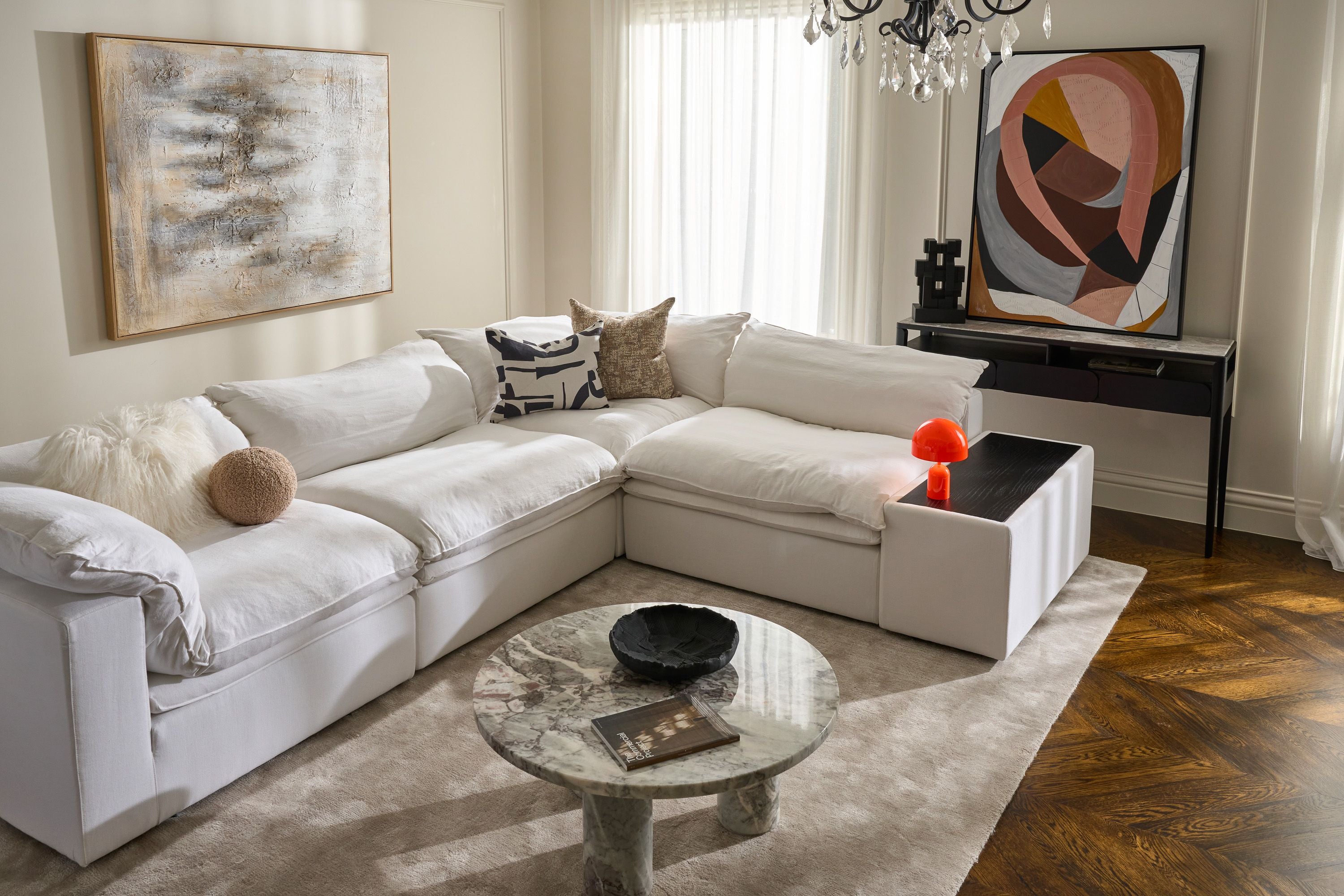 Cloud Sofa - x2 1 Seater Arm / Corner + x2 No Arm - Ivory Linen - Floor Stock