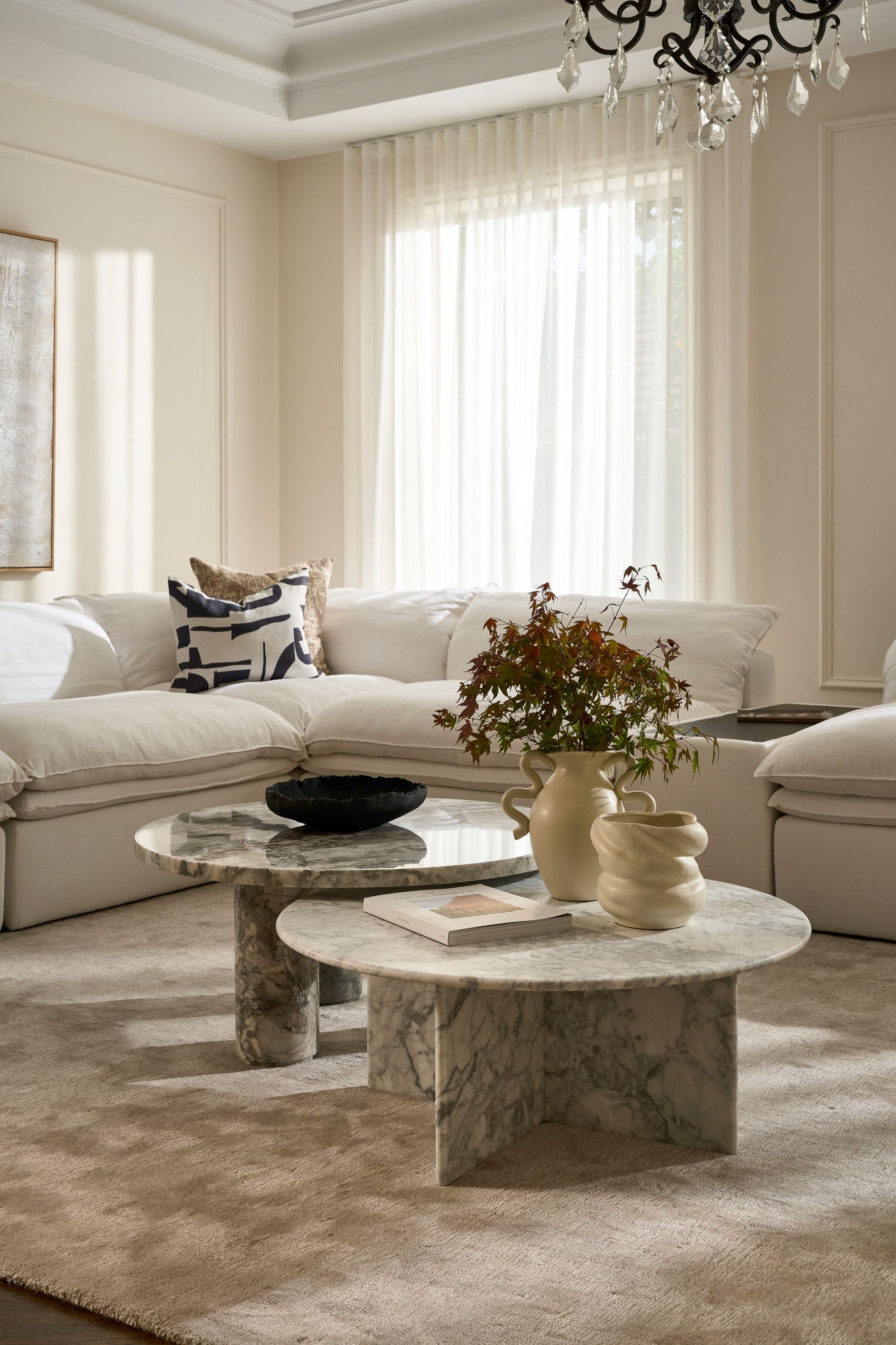 Cloud Sofa - x2 1 Seater Arm / Corner + x2 No Arm - Ivory Linen - Floor Stock
