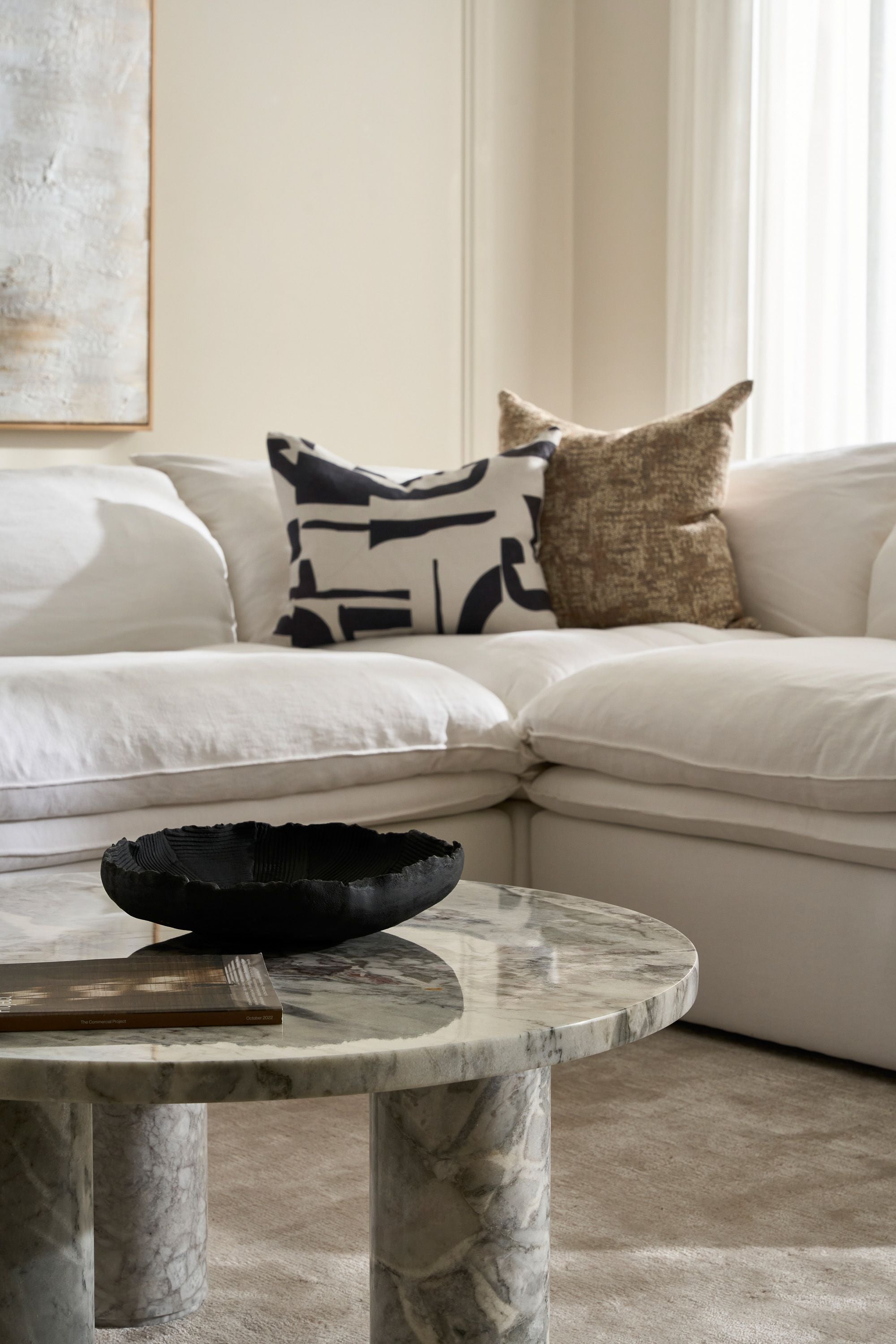 Cloud Sofa - x2 1 Seater Arm / Corner + x2 No Arm - Ivory Linen - Floor Stock
