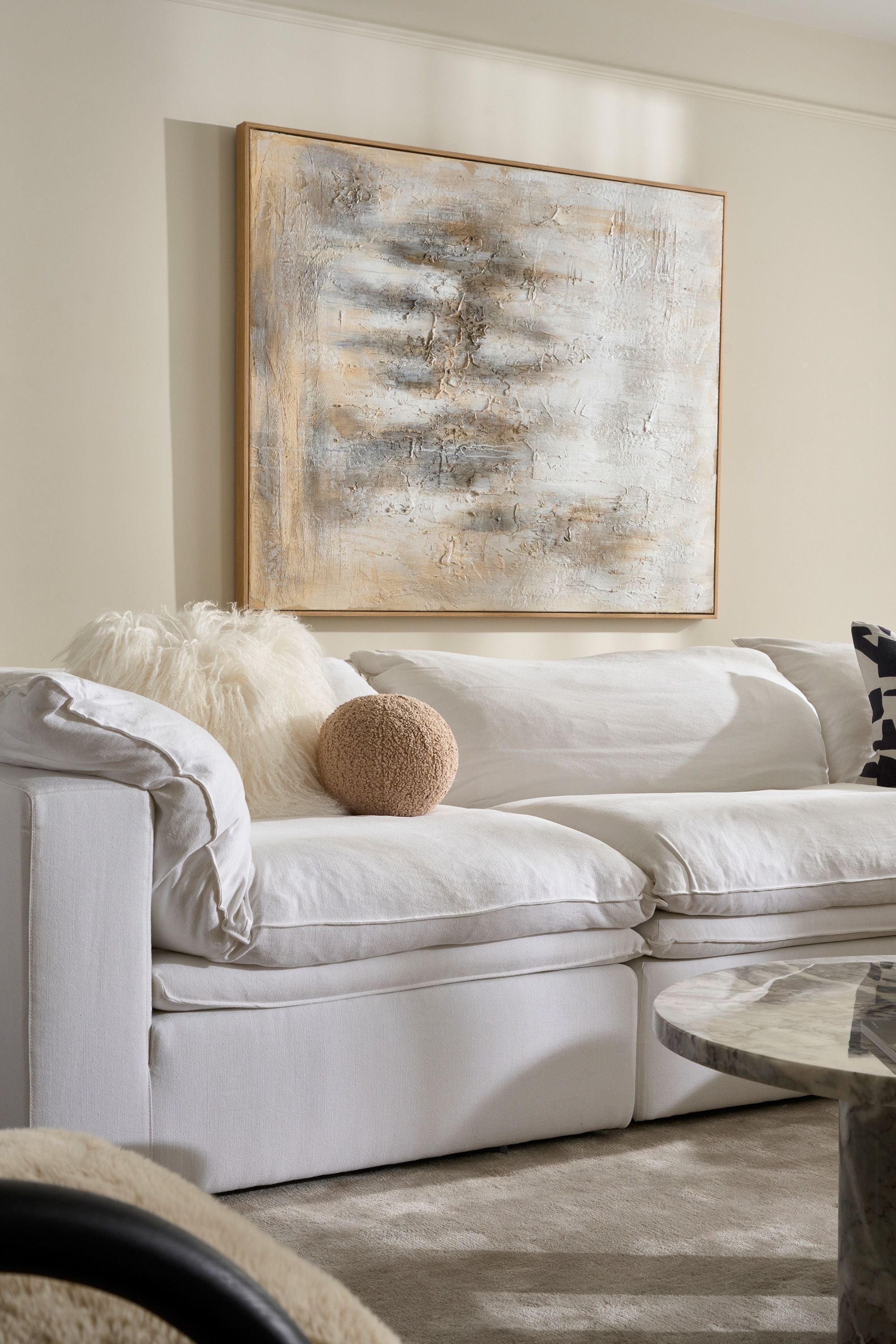 Cloud Sofa - x2 1 Seater Arm / Corner + x2 No Arm - Ivory Linen - Floor Stock