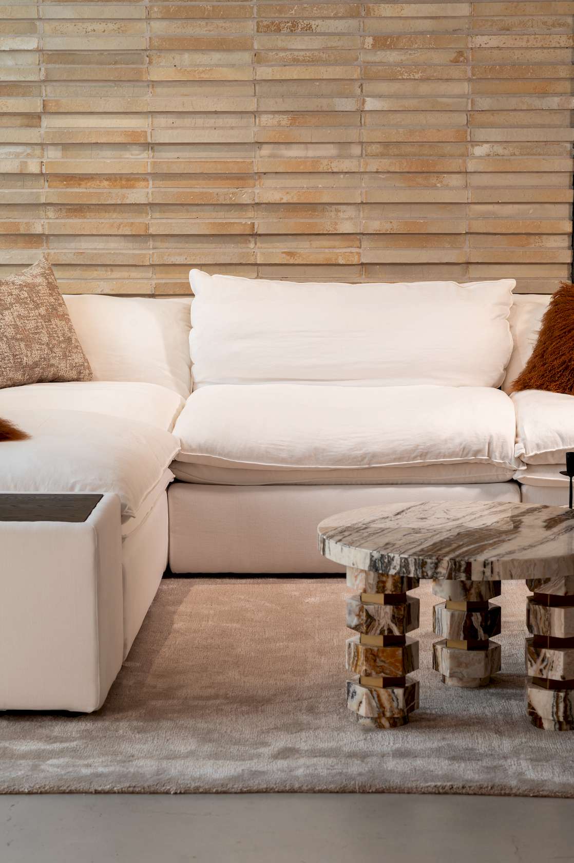 Cloud Sofa - x2 1 Seater Arm / Corner + x2 No Arm - Ivory Linen - Floor Stock