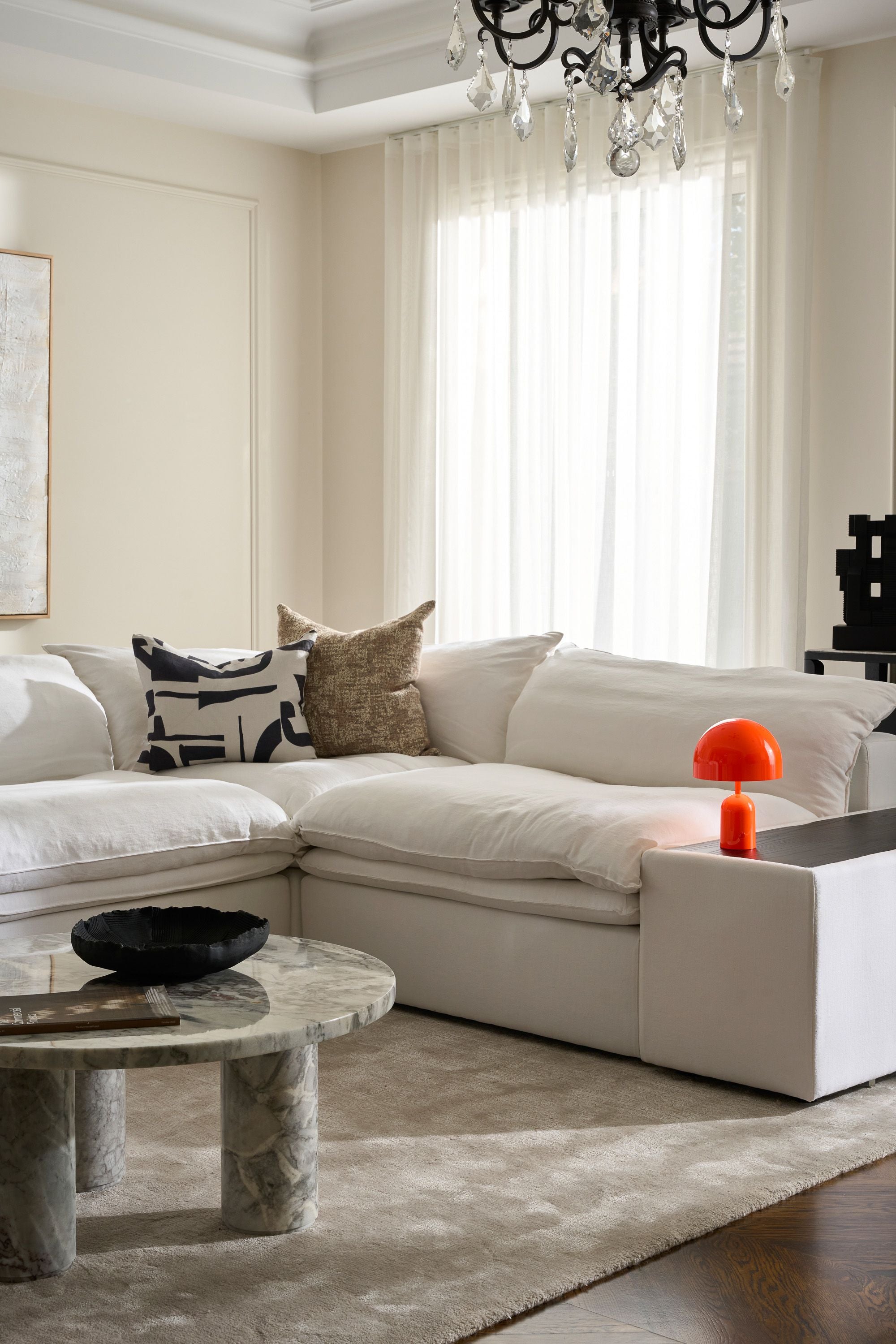 Cloud Sofa - x2 1 Seater Arm / Corner + x2 No Arm - Ivory Linen - Floor Stock