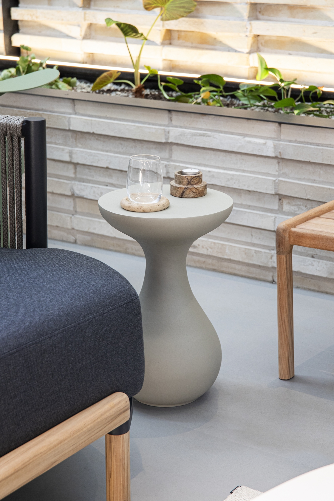 Abebe Aluminium Side Table - Grey - Floor Stock