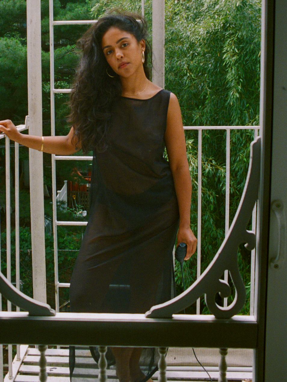 The Muse Dress (Shadow Black Sheer Silk Cotton)