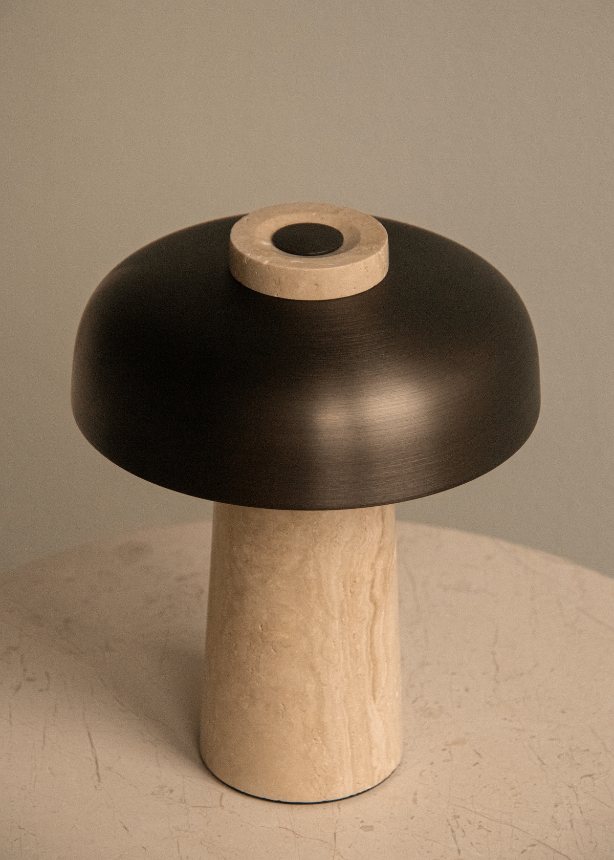 Reverse Travertine Portable Table Lamp