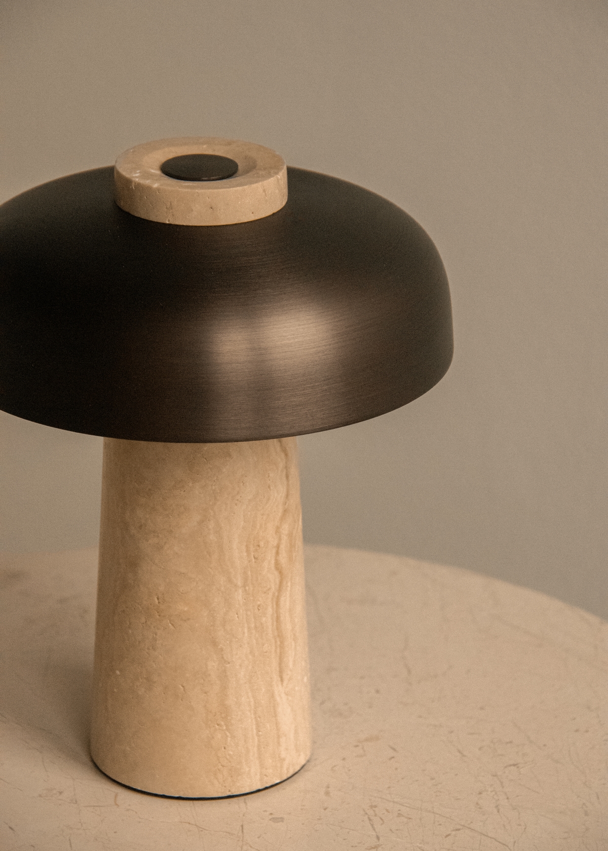 Reverse Travertine Portable Table Lamp