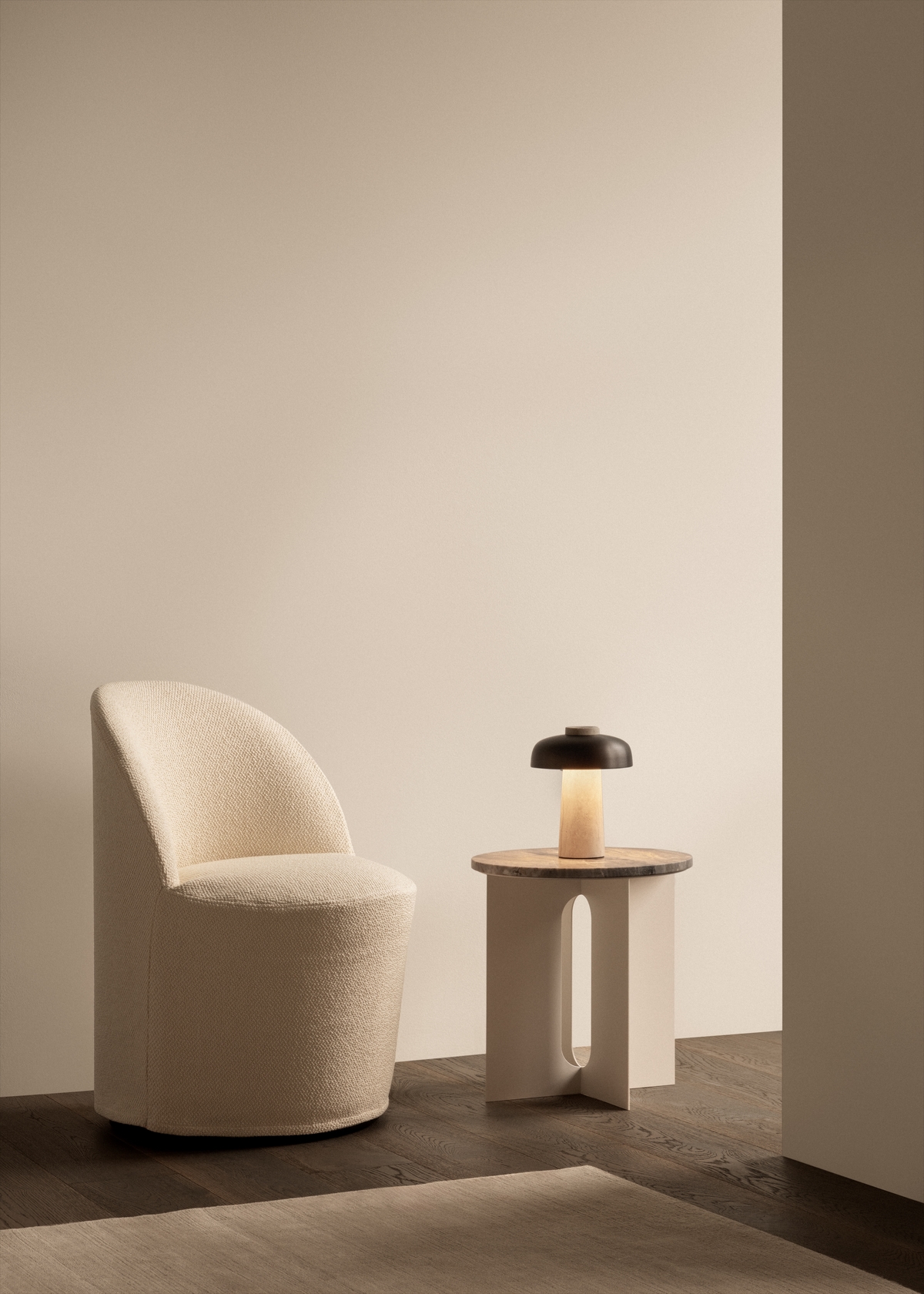 Reverse Travertine Portable Table Lamp