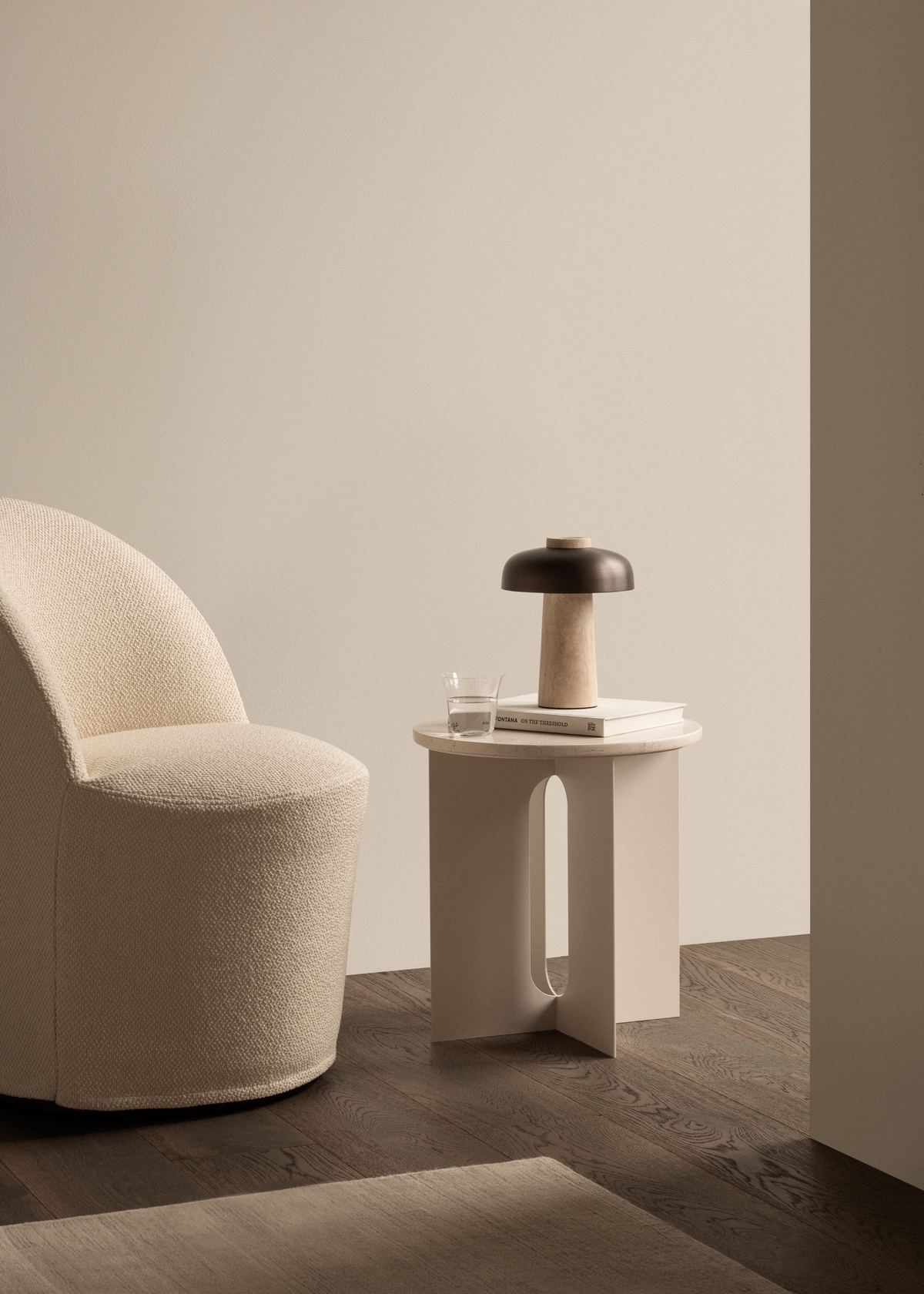 Reverse Travertine Portable Table Lamp