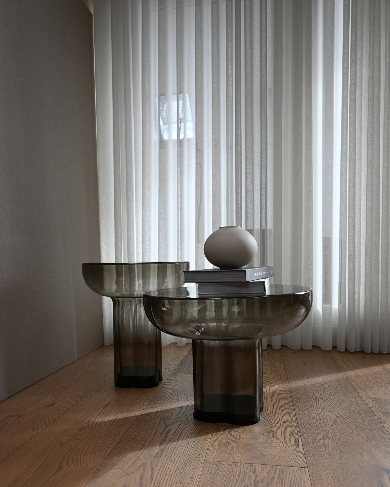 Crown Glass Tall Side Table