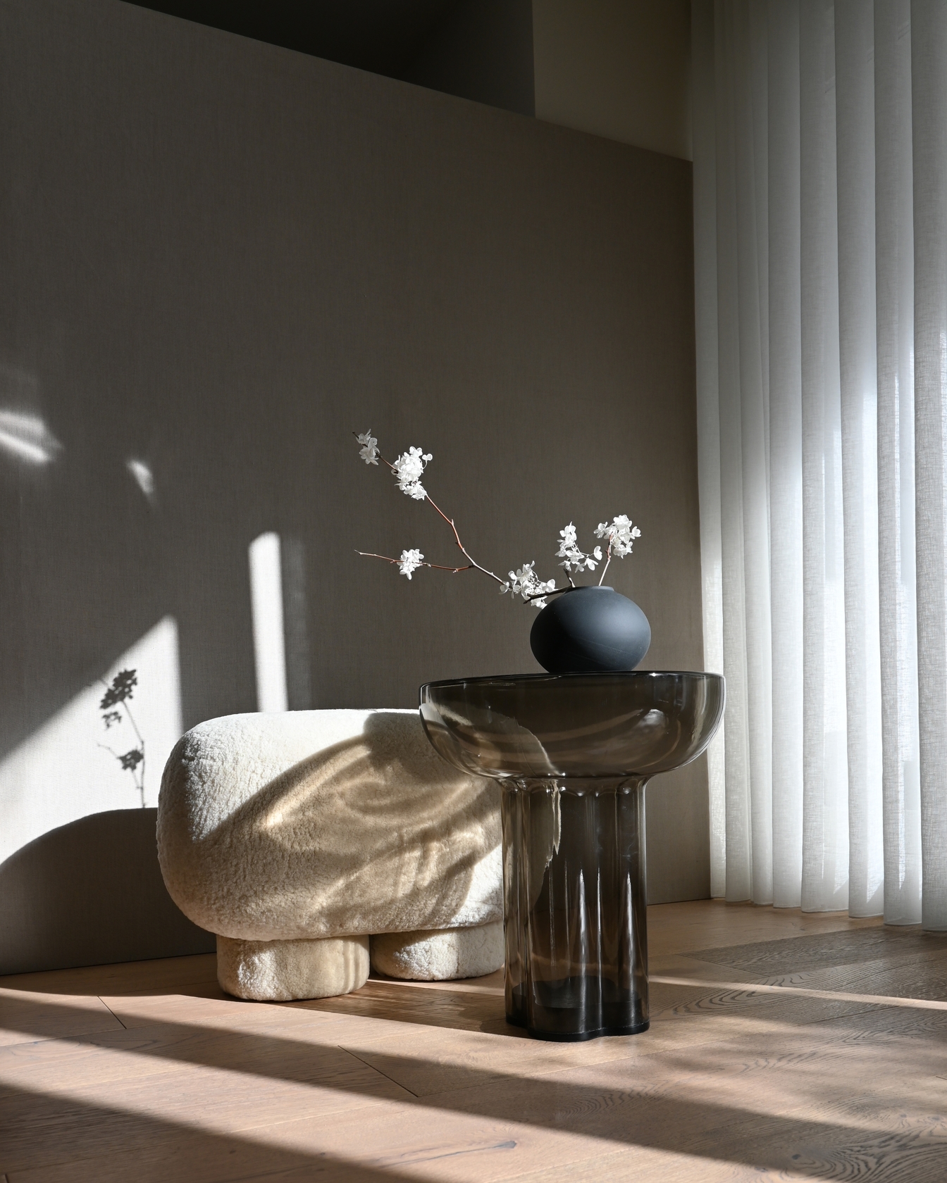 Crown Glass Tall Side Table