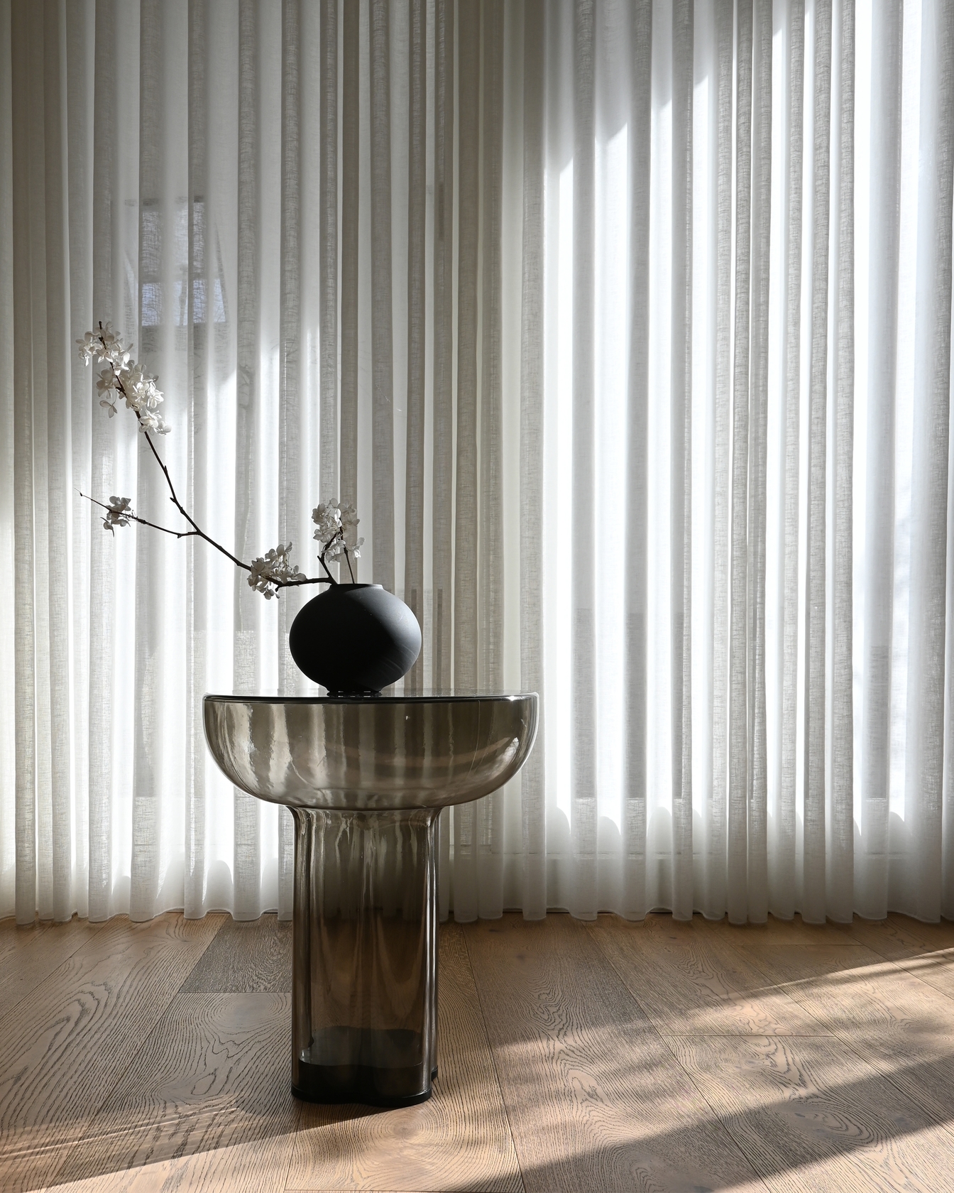 Crown Glass Tall Side Table