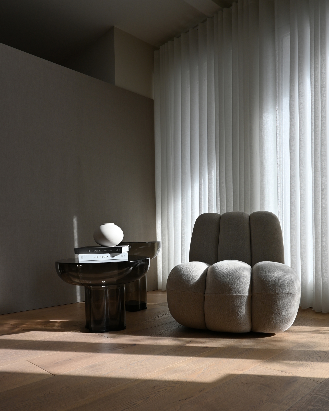 Crown Glass Tall Side Table