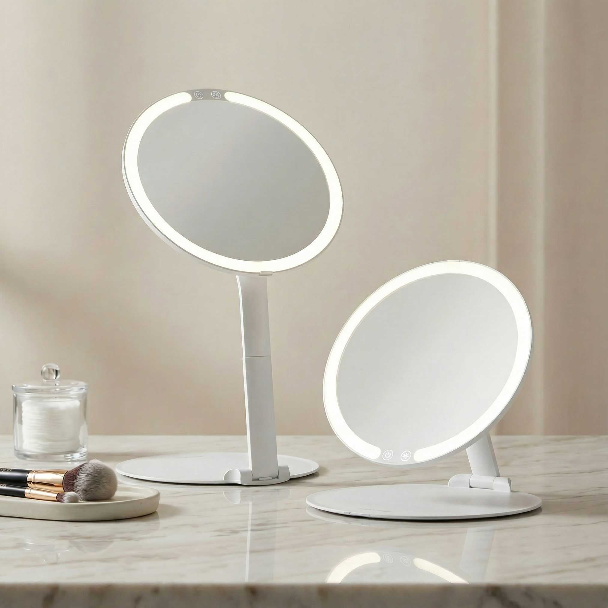 Abigail lighted travel mirror in white