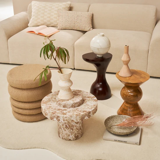 Cinco Textile Pouf - Brown