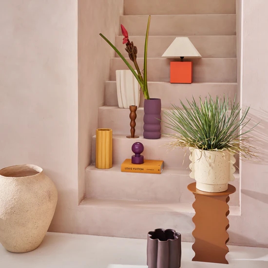 Wavy Metal Side Table - Adobe