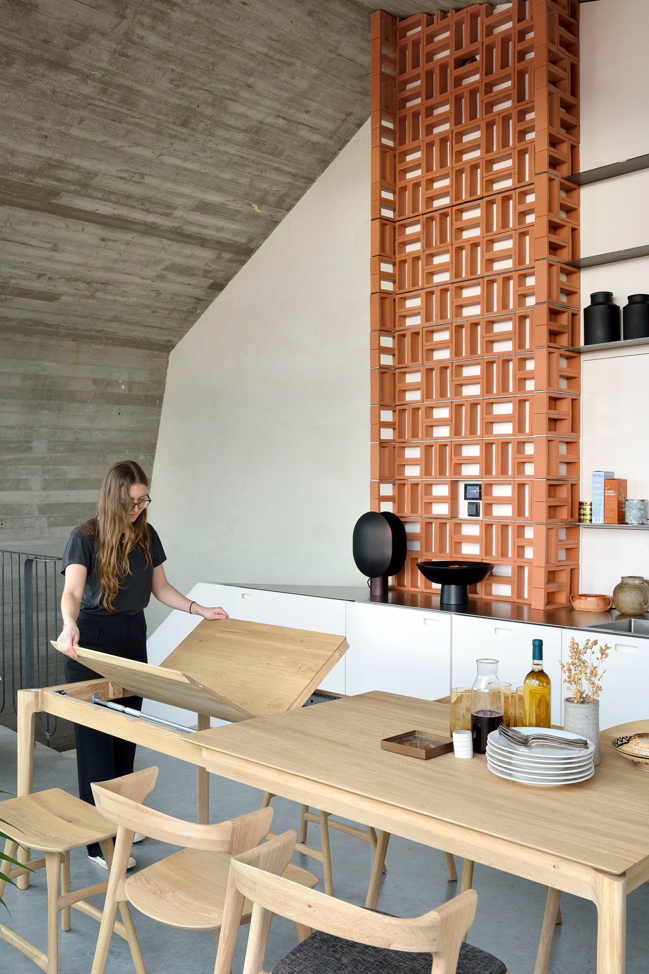 Ethnicraft Oak Bok Extendable Dining Table - 1800-2800mm - Black - Floor Stock