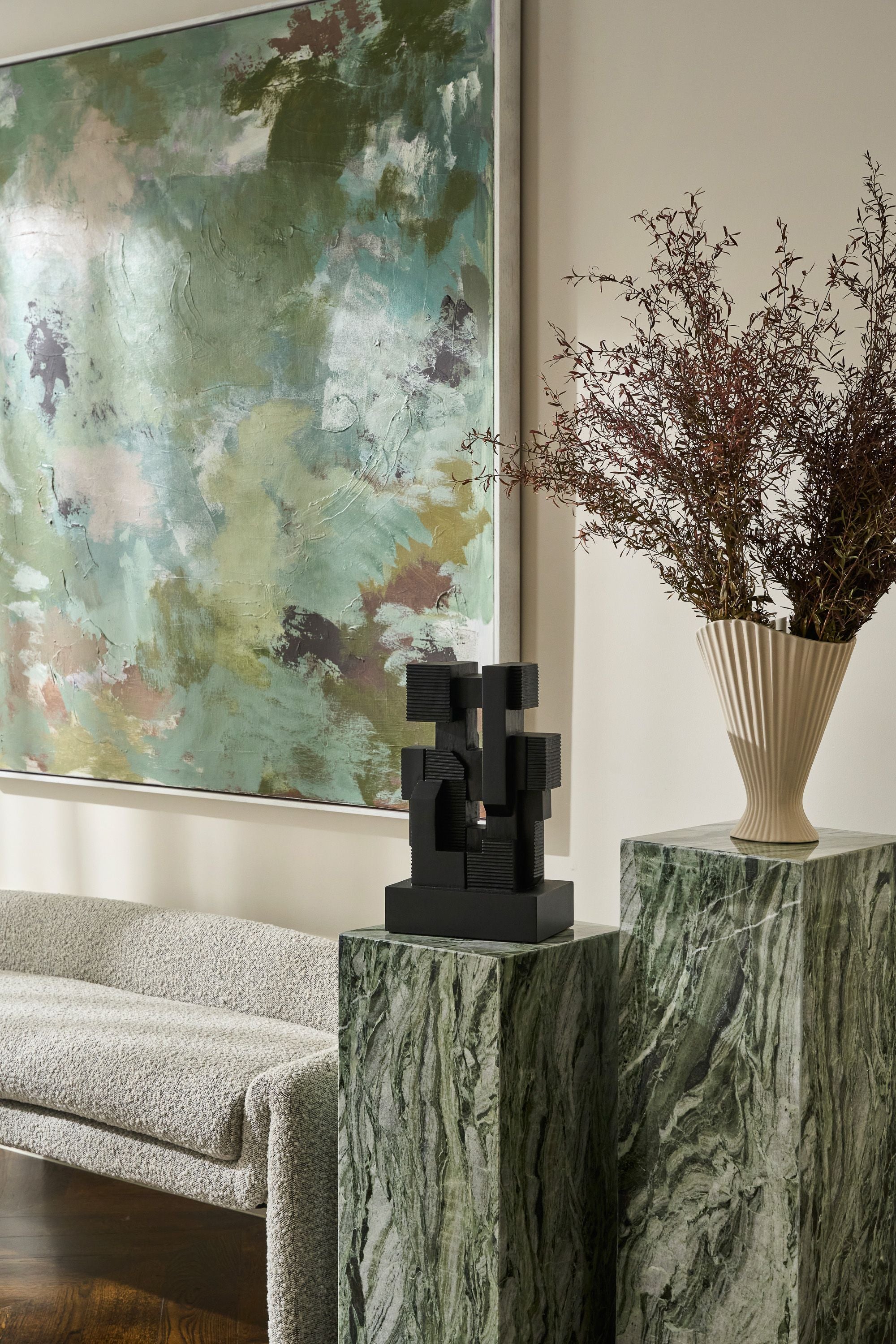 Cube Pedestal - Low - Ice Jade - Floor Stock