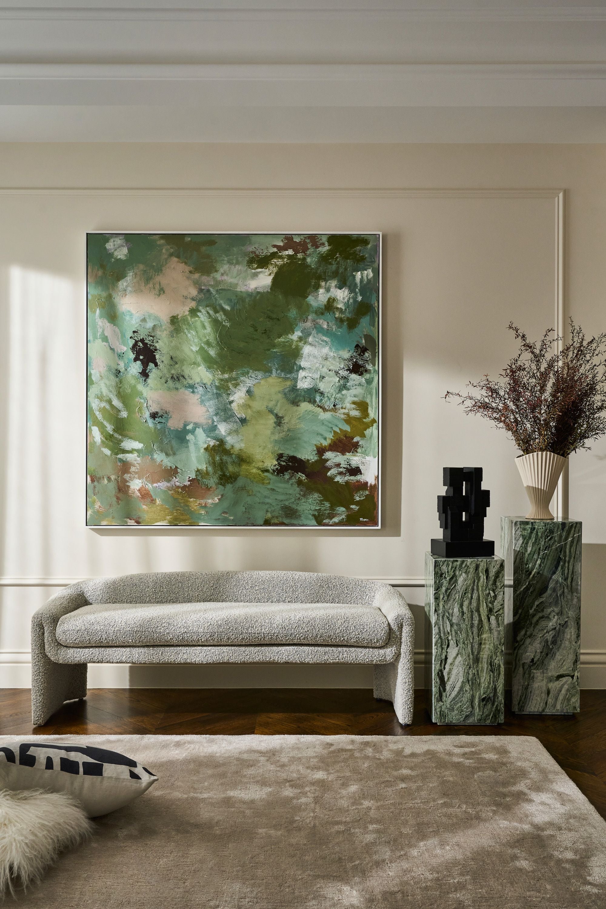 Cube Pedestal - Tall - Ice Jade - Floor Stock