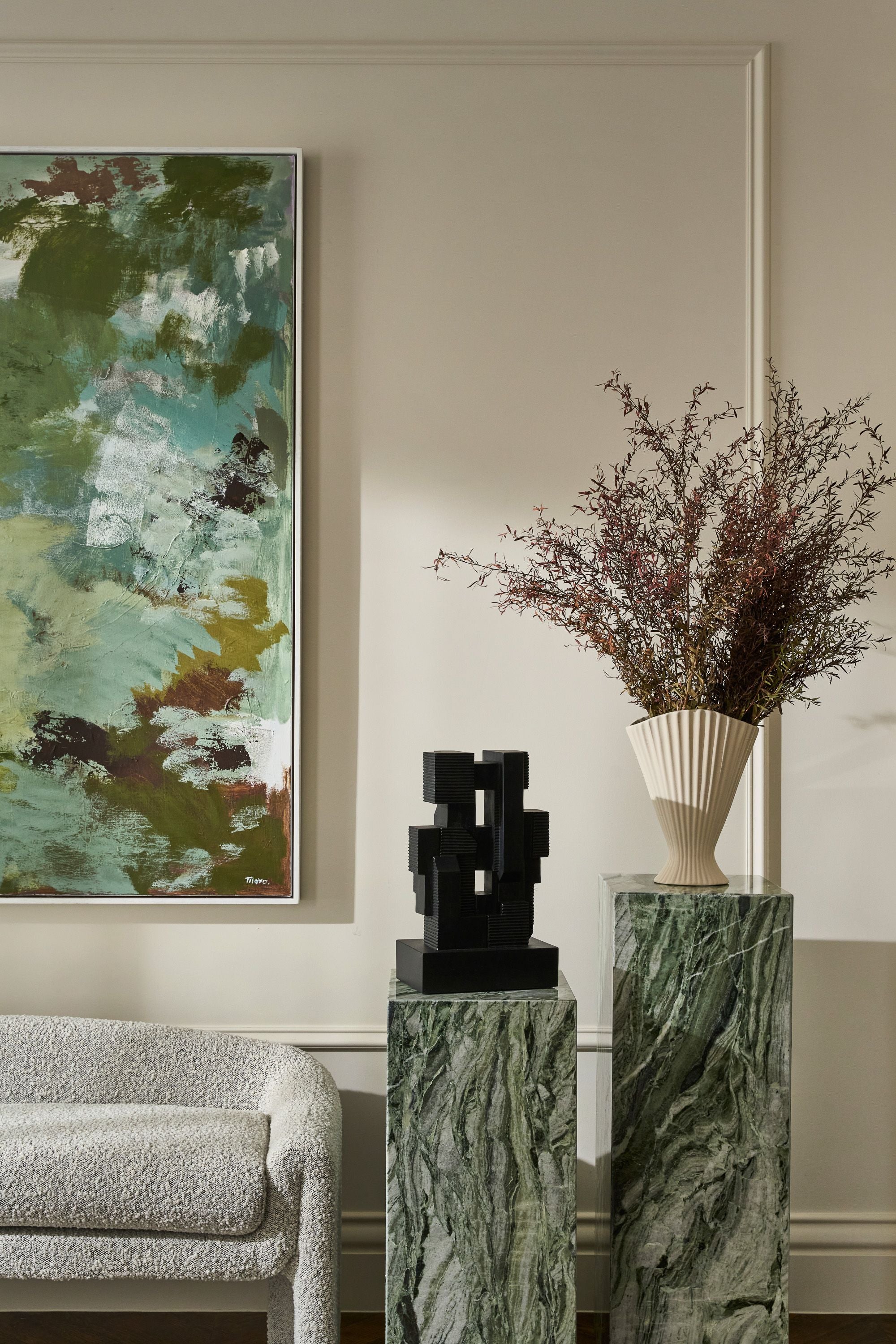 Cube Pedestal - Tall - Ice Jade - Floor Stock