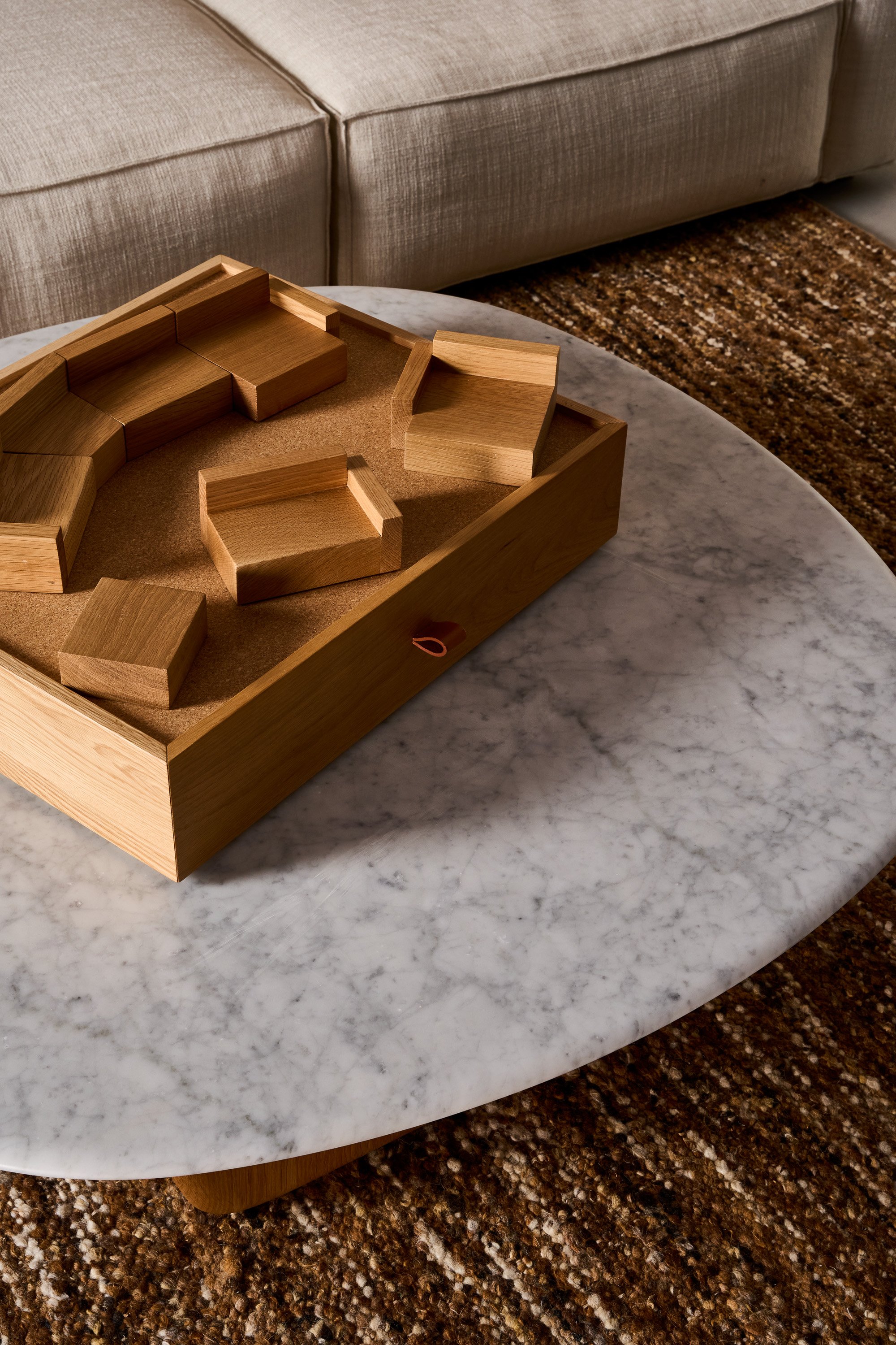 Eden Marble Coffee Table - 1200mm - Bianco Carrara Marble - Light Oak - Floor Stock