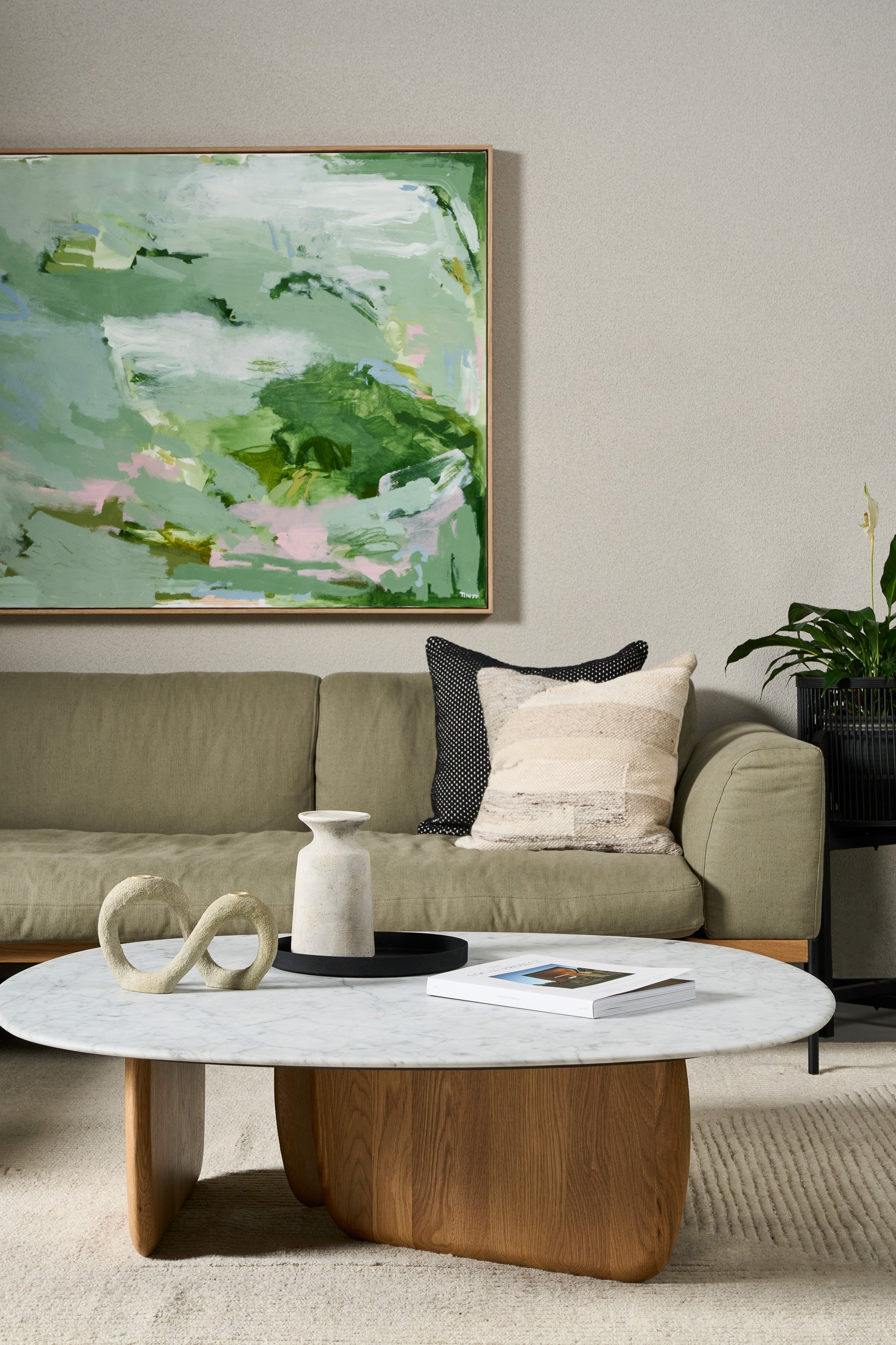 Eden Marble Coffee Table - 1200mm - Bianco Carrara Marble - Light Oak - Floor Stock
