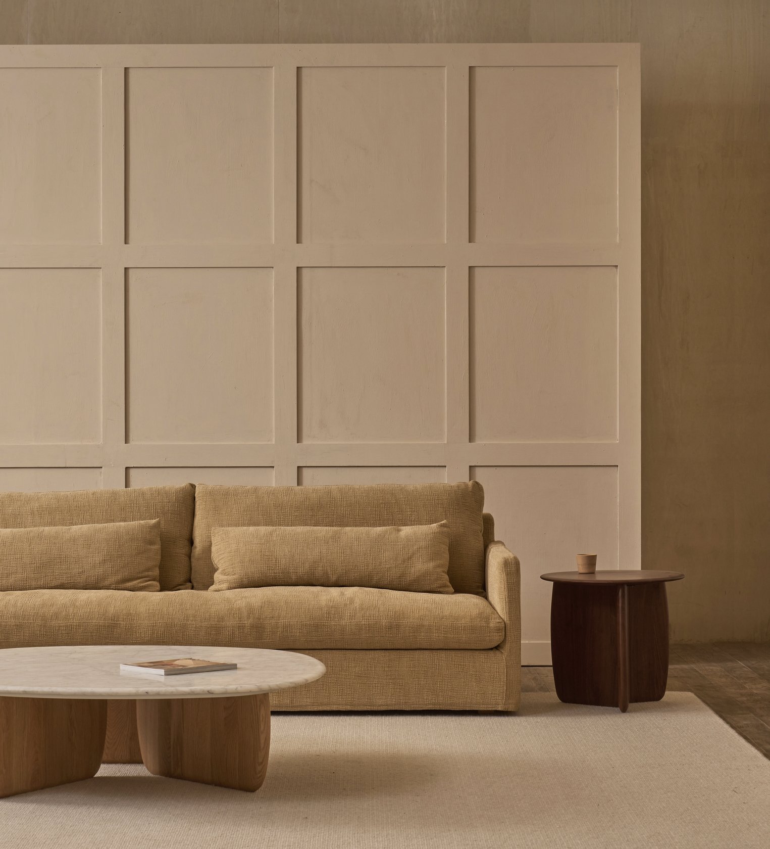 Eden Marble Coffee Table - 1200mm - Bianco Carrara Marble - Light Oak - Floor Stock
