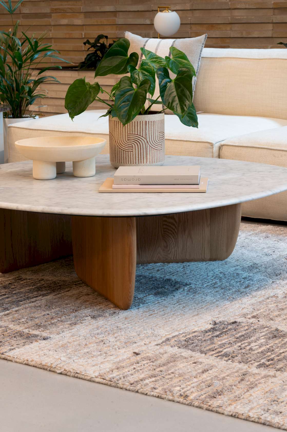 Eden Marble Coffee Table - 1200mm - Bianco Carrara Marble - Light Oak - Floor Stock