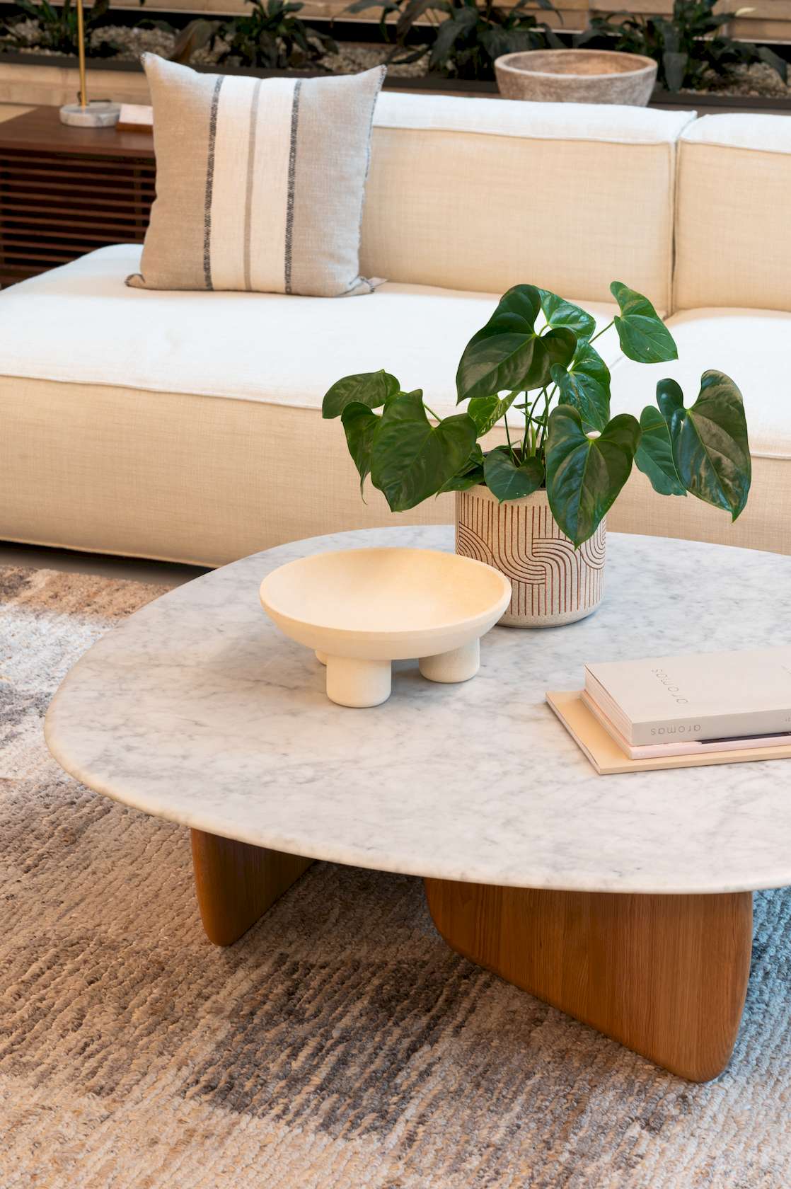 Eden Marble Coffee Table - 1200mm - Bianco Carrara Marble - Light Oak - Floor Stock