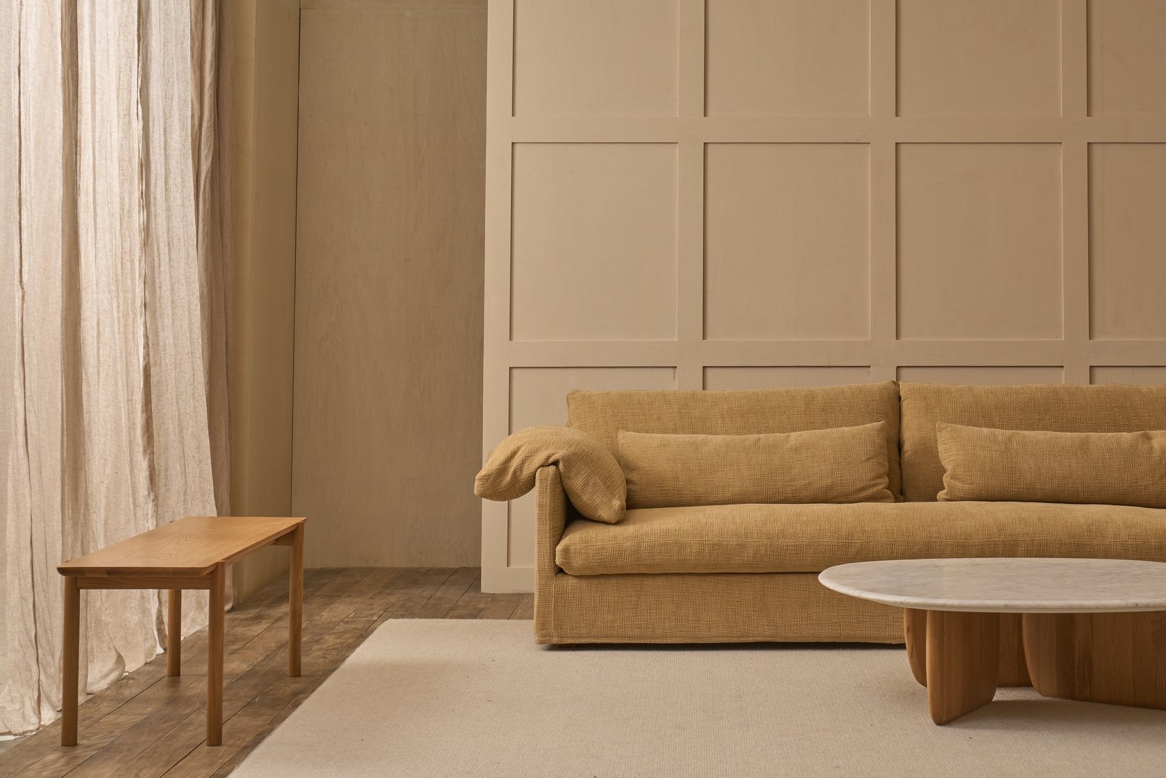 Eden Marble Coffee Table - 1200mm - Bianco Carrara Marble - Light Oak - Floor Stock
