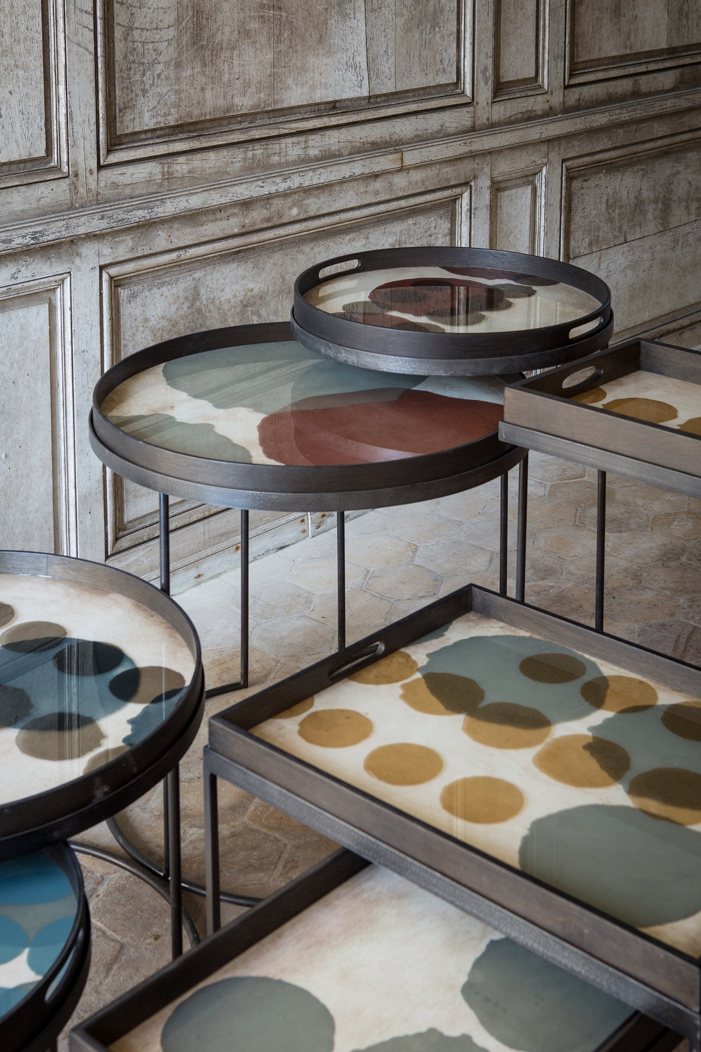 Ethnicraft Round Tray Side Table - Set of 2 - Floor Stock