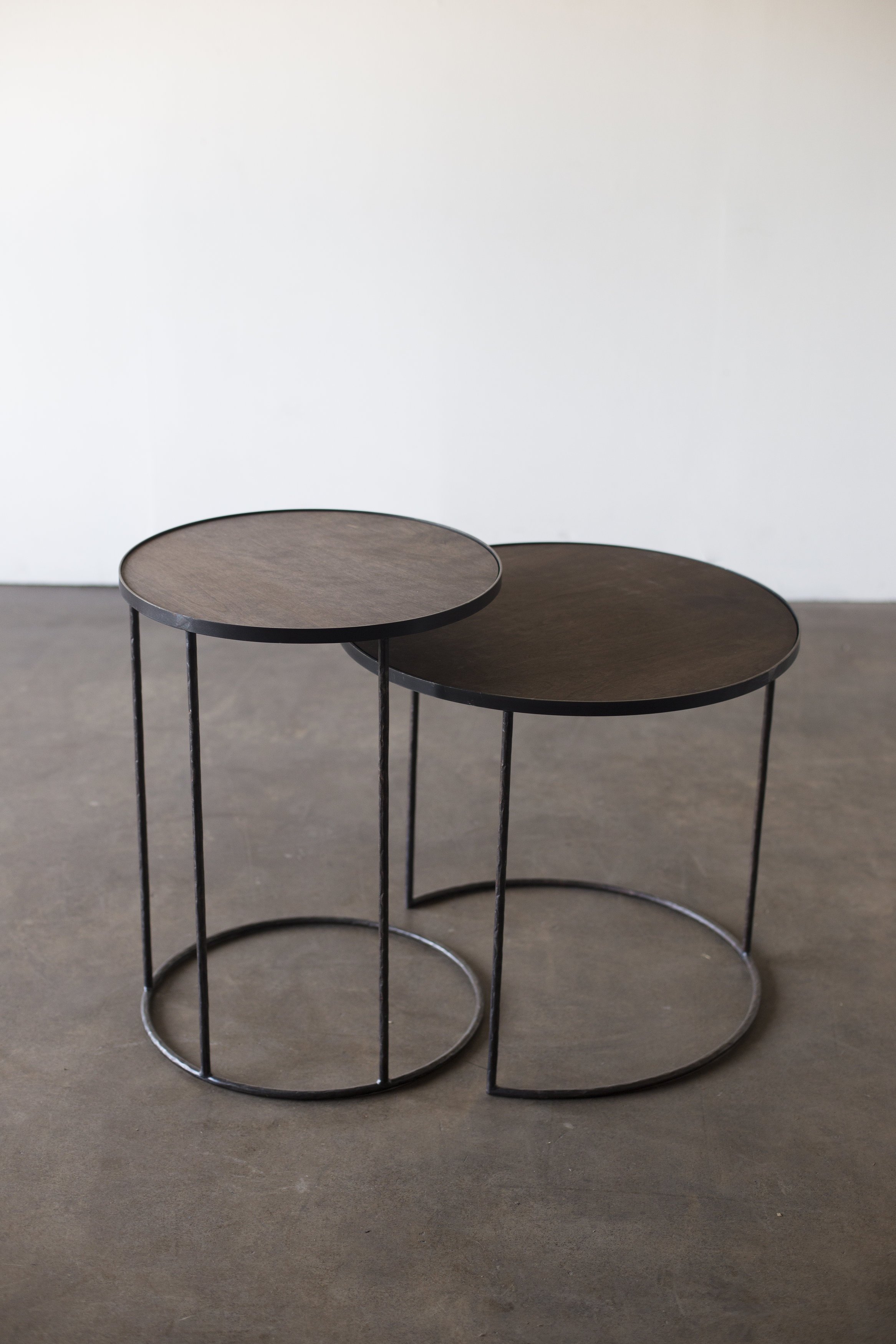 Ethnicraft Round Tray Side Table - Set of 2 - Floor Stock