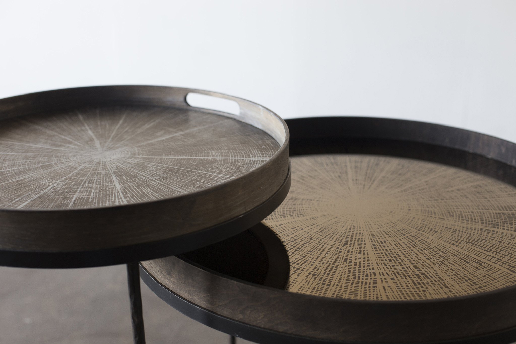 Ethnicraft Round Tray Side Table - Set of 2 - Floor Stock