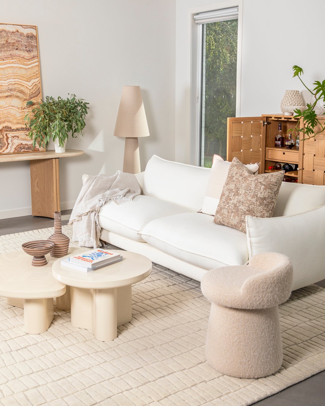 Eva 3 Seater Sofa - Wade Pearl White - Floor Stock