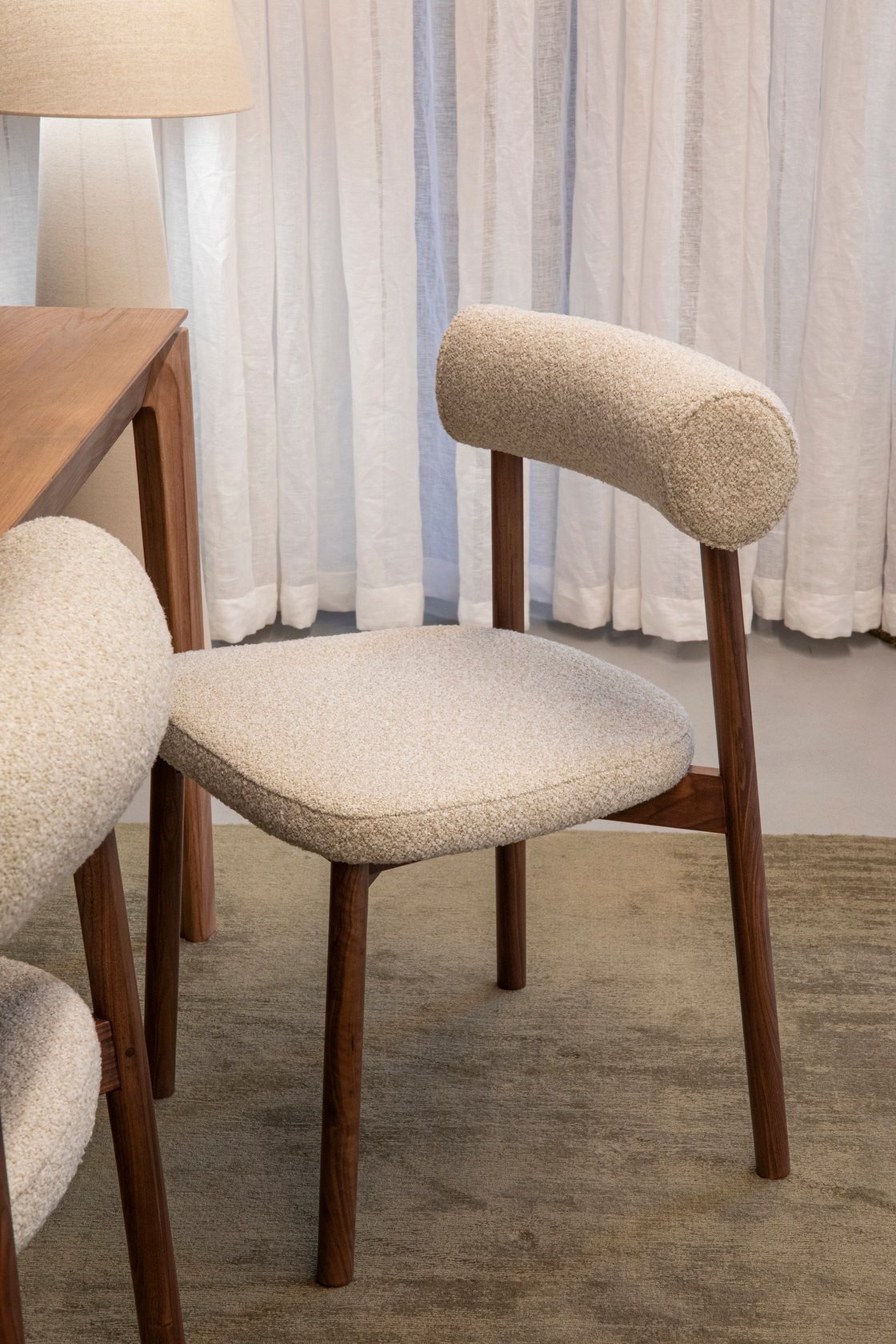 Orsen Dining Chair - Cream Boucle - White Oak - Set of 6 - Floor Stock