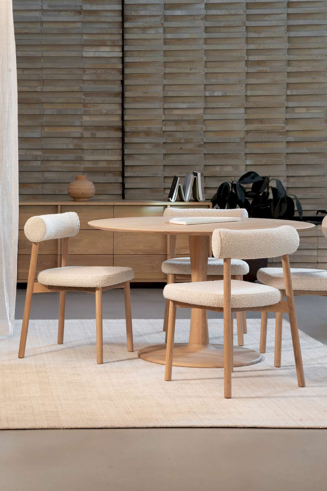 Orsen Dining Chair - Cream Boucle - White Oak - Set of 6 - Floor Stock